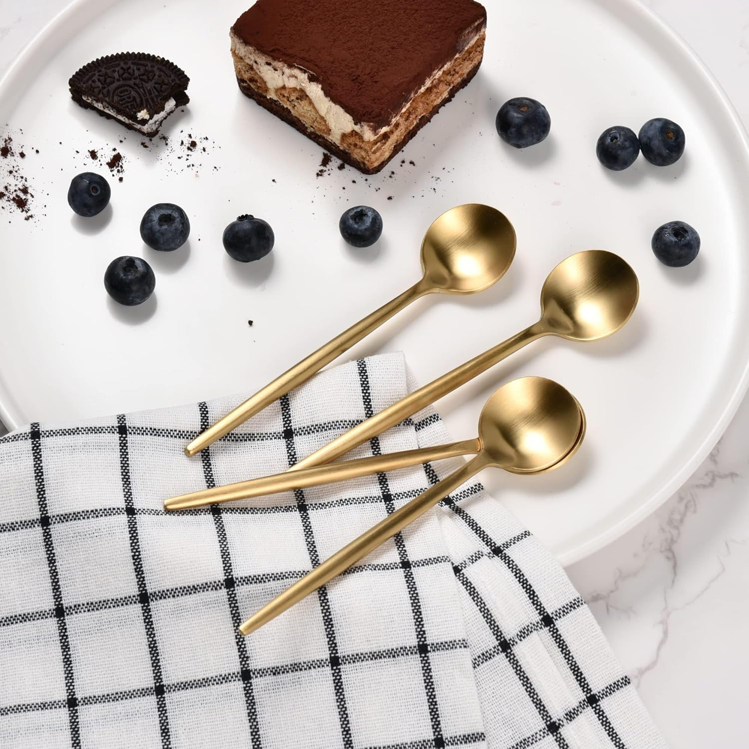 IMEEA 5.1Inch Coffee Spoon Gold Espresso Spoons Demitasse Spoons Stainless Steel Mini Teaspoons for Sugar Dessert Cake, Set of 6 image number 2