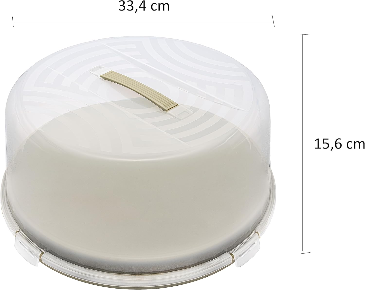 Branq Home Essential Joy round Cake Container with High Cover and Practical Carry Handle, Plastic (PP) Bpa-Free, Sage Colour/Transparent, 334 X 156 Mm image number 4