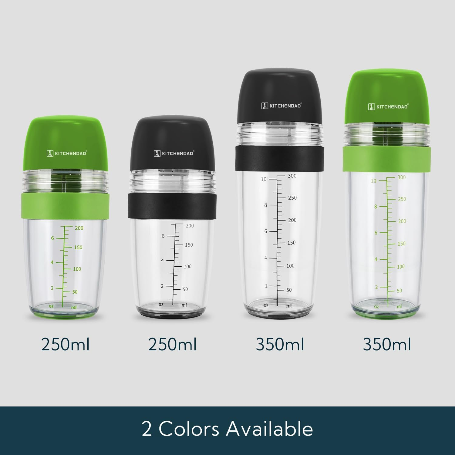 KITCHENDAO 2 in 1 Salad Dressing Shaker Container with Juicer, Pour Spout, Leakproof, Dishwasher Safe, BPA Free, Travel Homemade Oil and Vinegar Salad Dressing Bottle Mixer Dispenser, 1-1/2 Cups image number 1