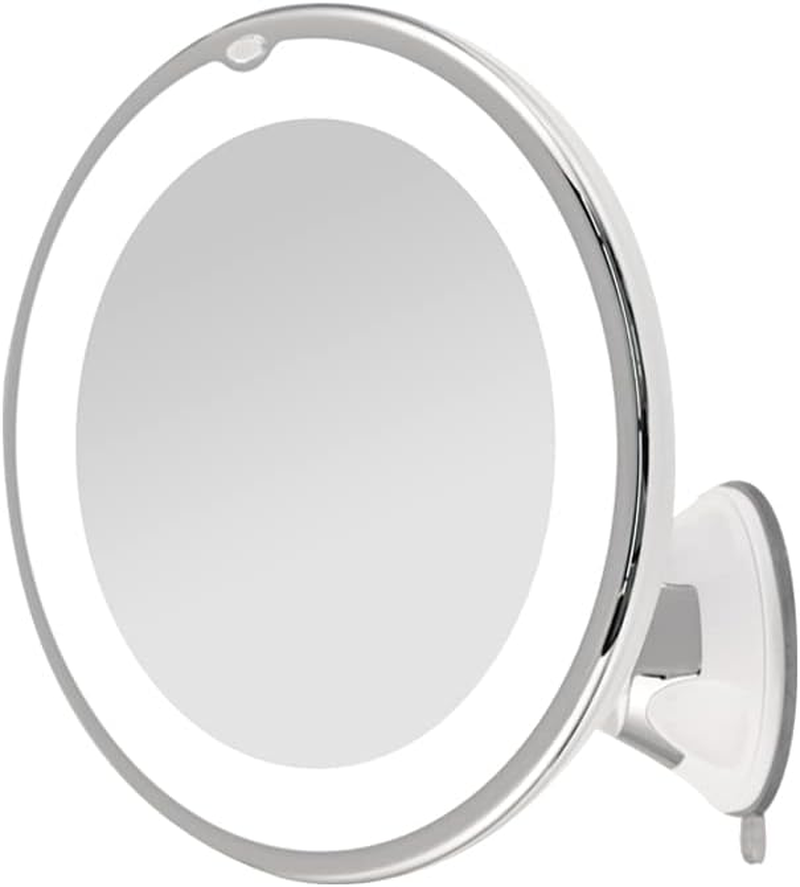 EMKE 5X Magnifying Shaving Mirror with Light, LED Travel Makeup Mirror with Locking Suction Mount | 360&deg; Swivel | Cool Light | Battery, Portable Illuminated for Bathroom, 175Mm (UCM03BTMX1W) image number 2