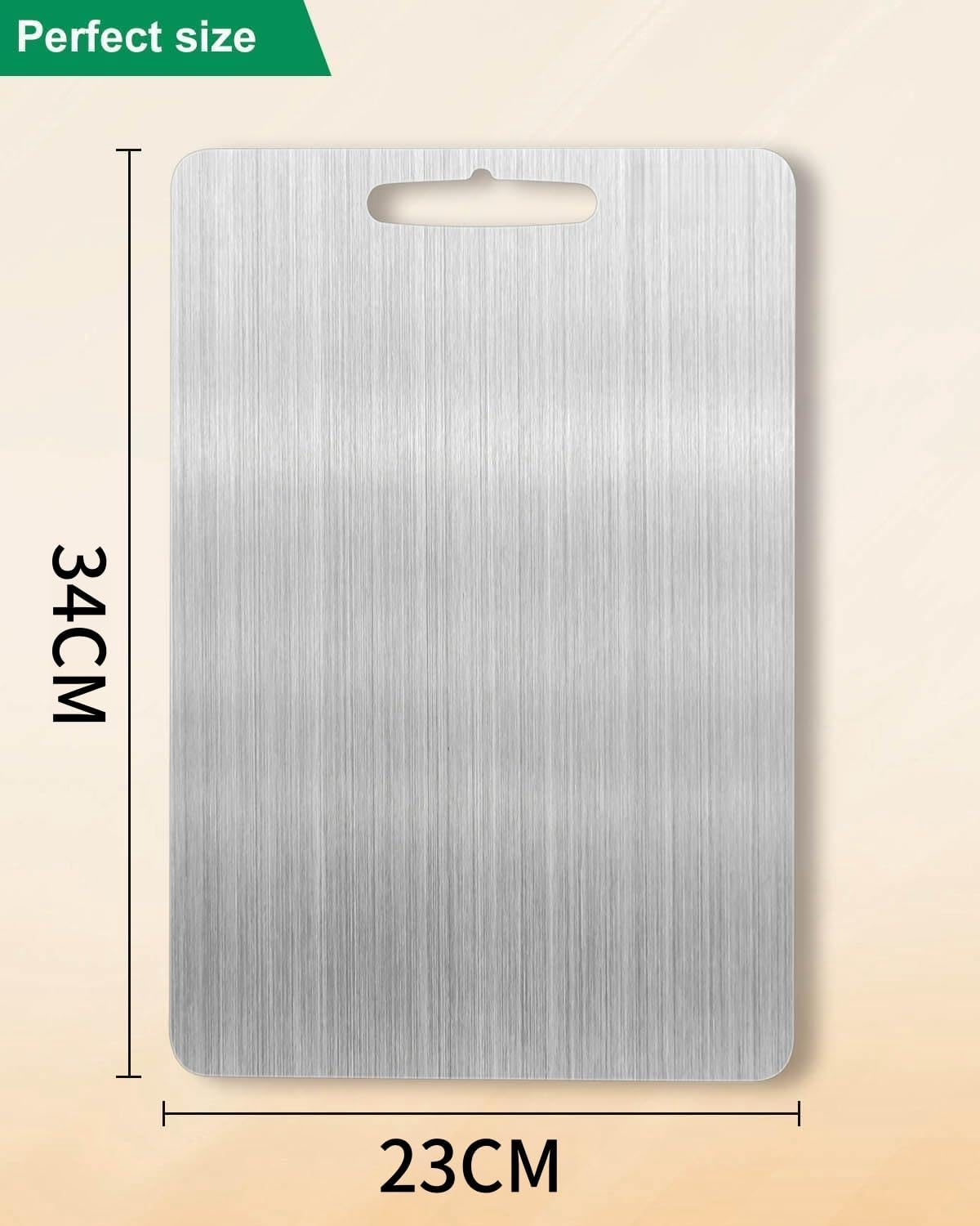 Titanium Cutting Board-Stainless Steel Cutting Board,2024 New Upgrade Double Sided Food-Grade Titanium Board,Dishwasher Safe Ideal for Cutting Boards for Kitchen (34&times;23Cm) image number 1