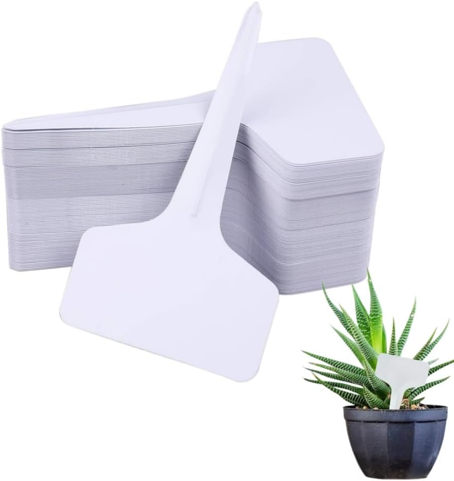 100 Pcs Plant Tags,Wizefolk Plastic T-Type Nursery Garden Labels,Waterproof Re-Usable Garden Markers,For Seed Potted Herb Flower Vegetable image number 3