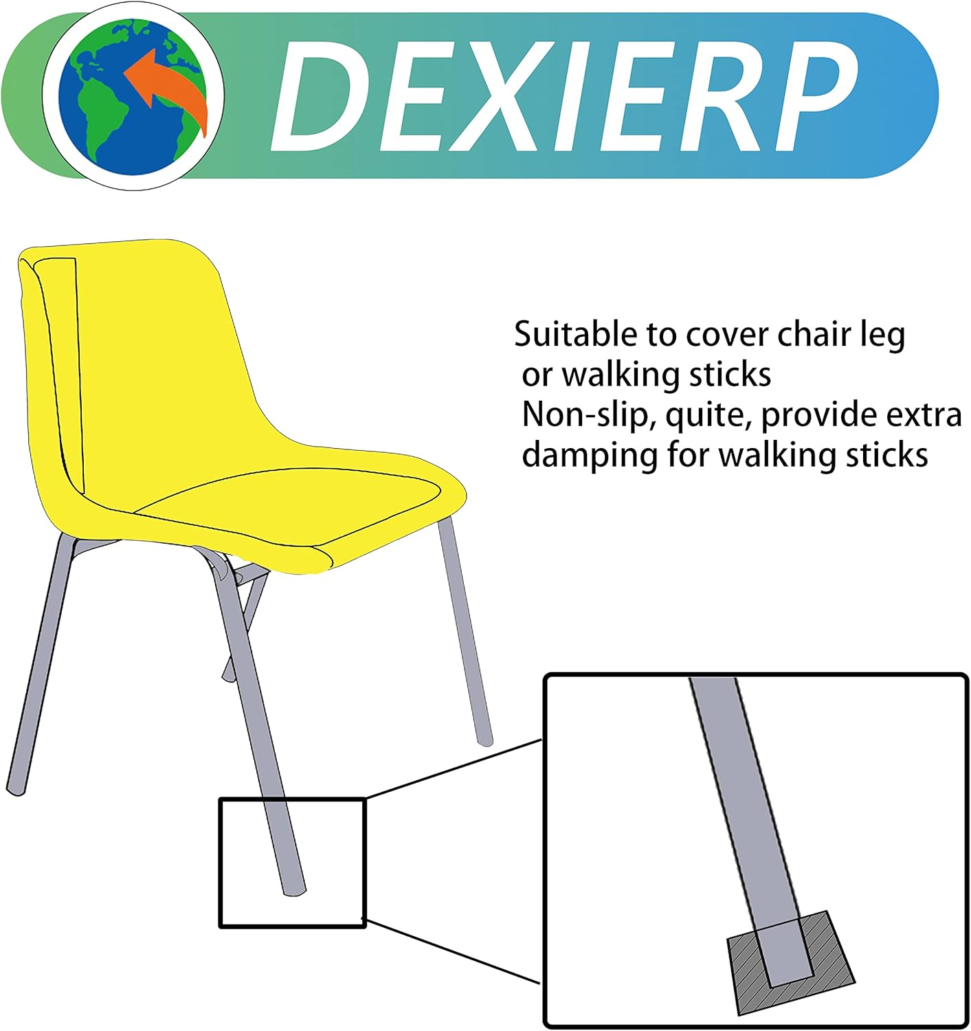 Protection Force for 3/8" 9Mm (Pack of 12) round OD Tubing End Chair Leg Stick Ferrule Furniture Feet Rubber Cap Cup Pad Cover Floor Plug Protectors image number 4