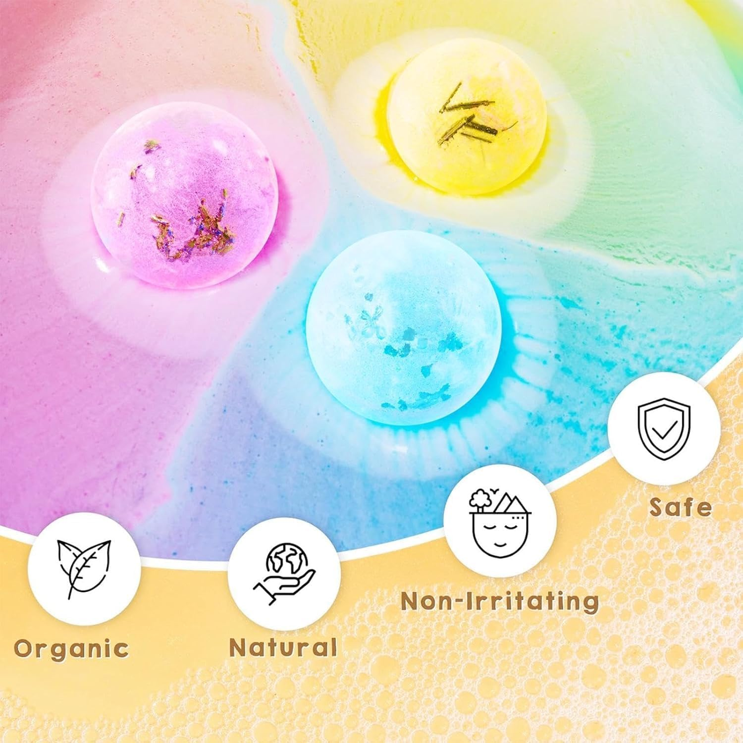 Bath Bombs Gift Set, 6 Handmade Bath Bombs with Essential Oils, Rich Fizz, Bubbles, Handmade Bath Bombs for Skin Moisturize image number 1