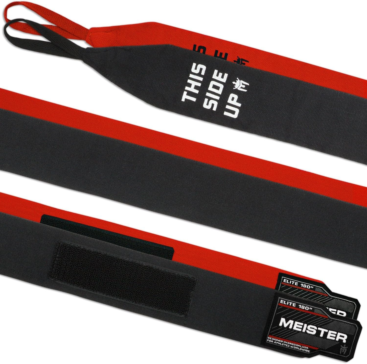Meister Elite 180" Premium Adult Hand Wraps for MMA & Boxing - 2 Pair Pack W/Mesh Bag - Black  Blood Red image number 4