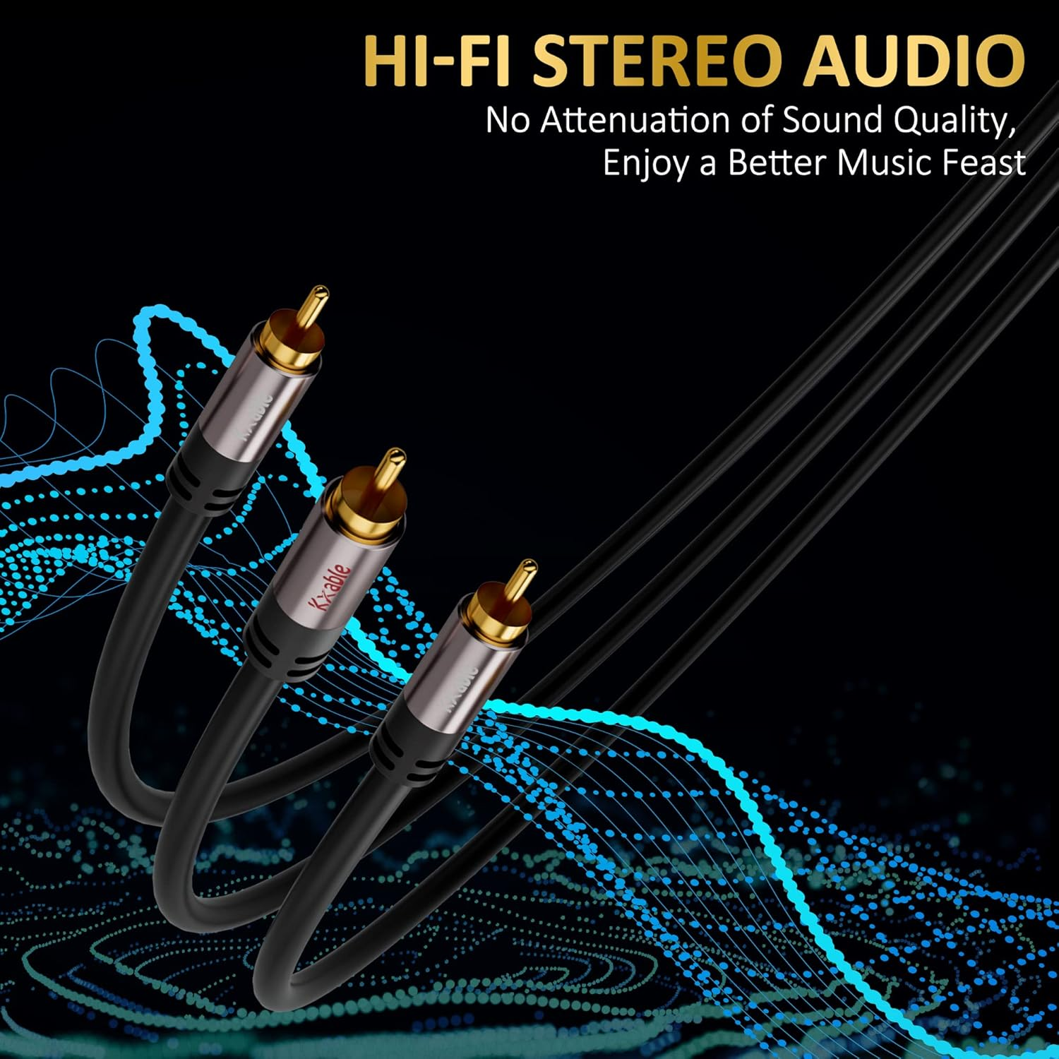 RCA Y-Adapter Splitter Cable (2 Pack-8Ft+8Ft), 1 RCA Male to 2 RCA Male Stereo Audio Subwoofer Cable, Bi-Directional, for Home Theater, Hi-Fi System, Amplifier, Speaker, 24K Gold Plated, OD:5.0MM image number 2