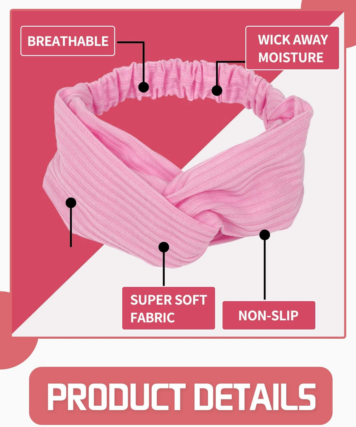 KGDUYC 5-Pack Women'S Retro Knot Hair Bands image number 2