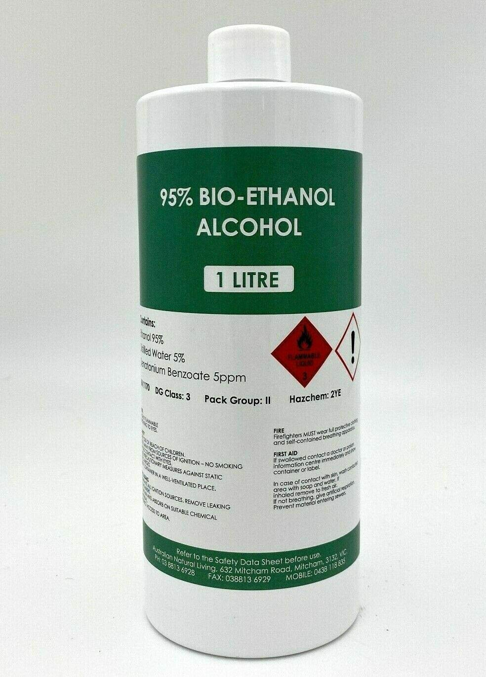 95% Bio-Ethanol Alcohol - 1 Litre - Natural - Ethyl Alcohol - AU Stock image number 1