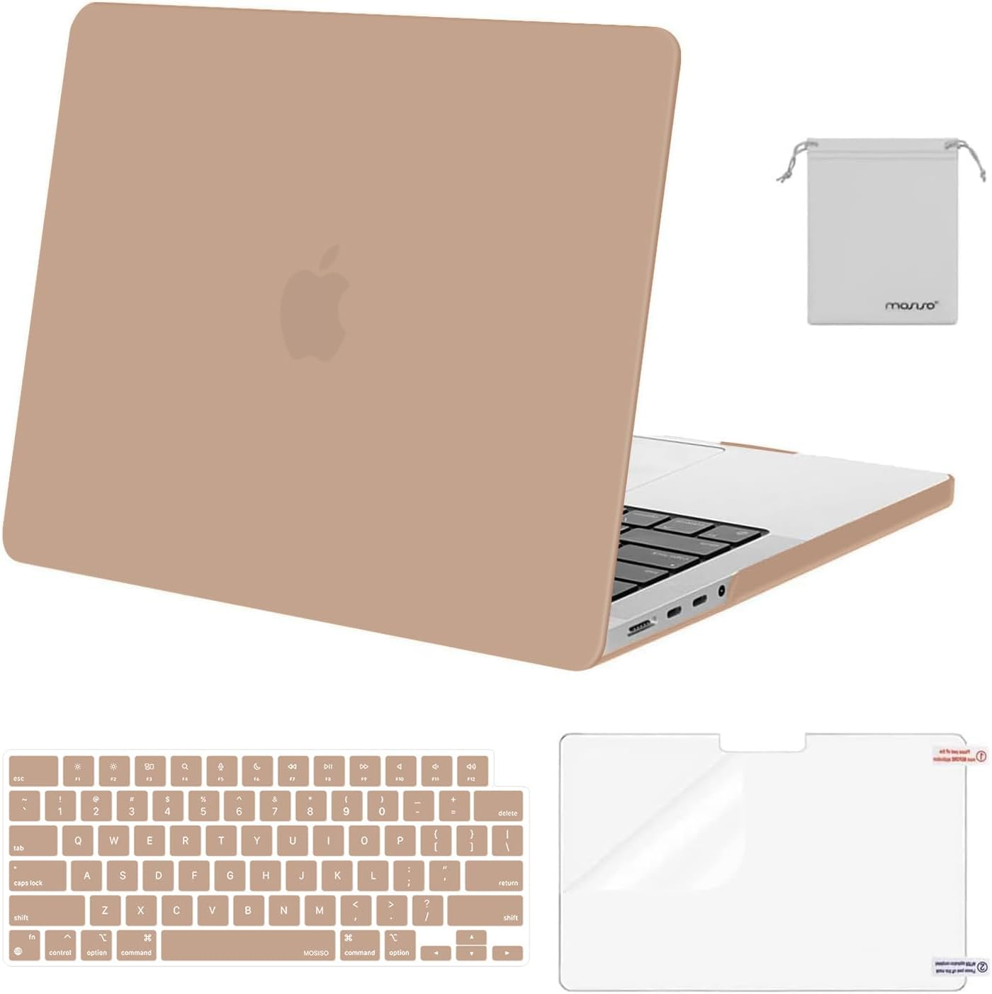 MOSISO Compatible with Macbook Pro 14 Inch Case 2025-2021 M5 M4 M3 M2 M1 A3434 A3112 A3185 A3401 A2992 A2918 A2779 A2442 Pro Max, Plastic Case&Keyboard Cover&Screen Protector&Storage Bag, Rose Quartz