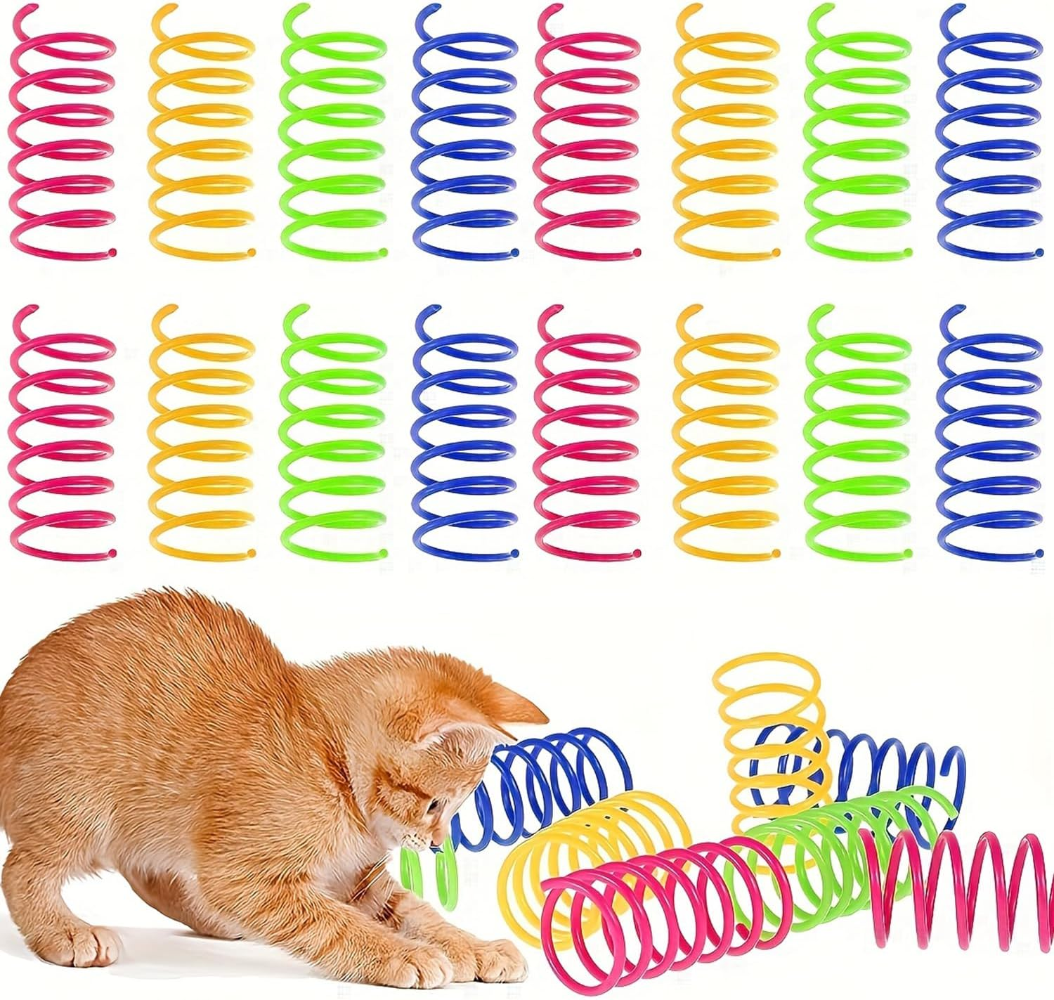Trabag Cat Spring Toy - Plastic Spiral Springs, Spiral Cat Toy, Toy Spiral Springs, Novelty Pet Toy, Colourful Spiral Springs, Spring Spiral for Cats (Pack of 20) image number 3