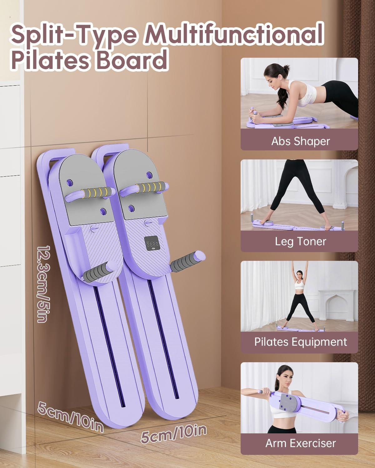 AMAZINGHOME Pilates Board - Sculpting Machine Set Pilates Reformer, Split Type Professional Equipment for Home Resistance Band Full Body Fitness Equipment image number 1