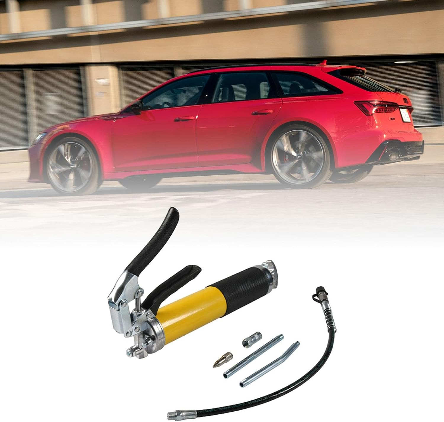 Motivetech Hand Held Grease Filler Tool Set with Sharp Nozzle with Flexible Hose for Light or Heavy Machinery Equipment Sturdy image number 6