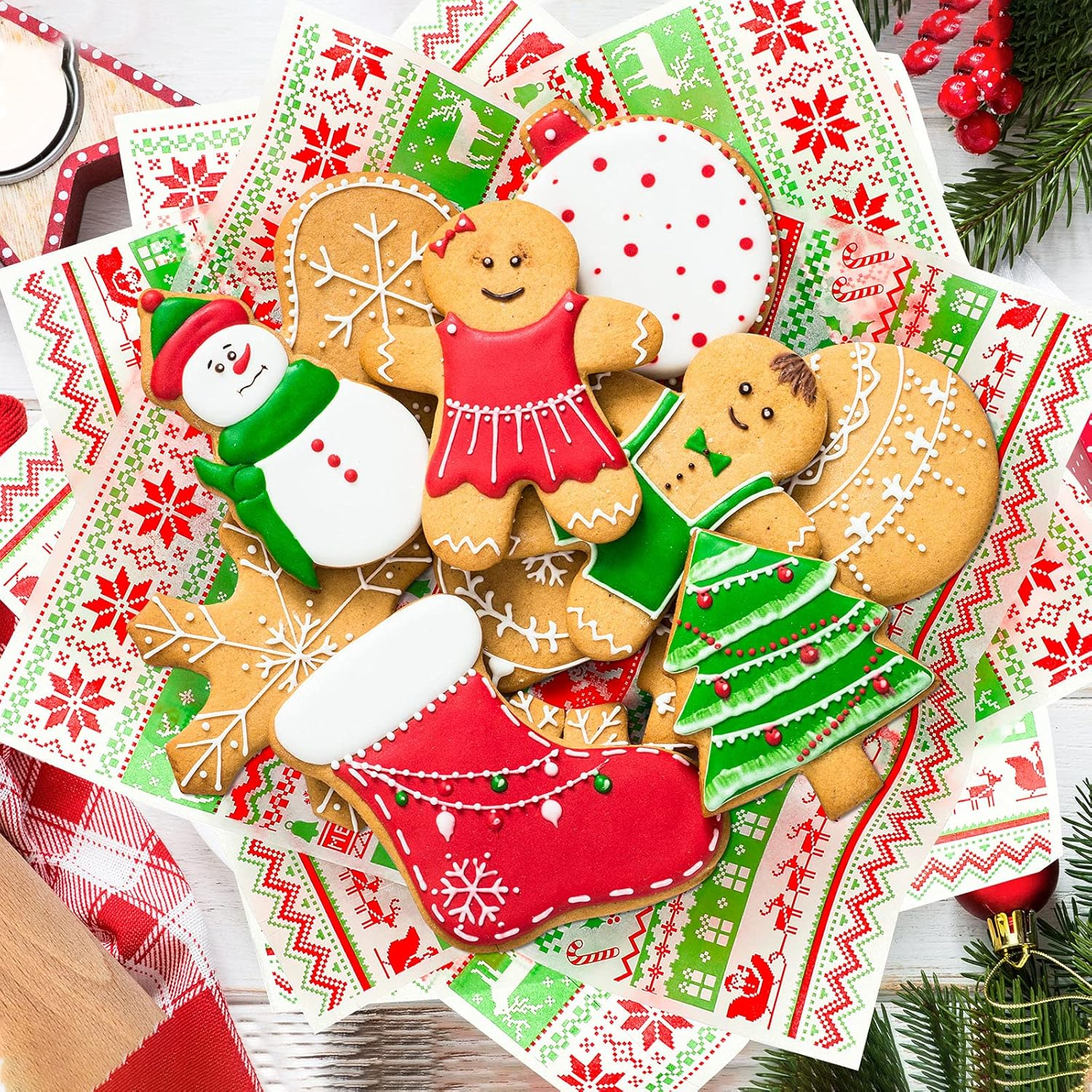 Patelai 120 Sheets Christmas Wax Paper Colored Parchment Paper Cookie Sandwich Food Liners Colored Candy Wax Baking Grease Proof Holiday Wrapping Papers for Gifts image number 4