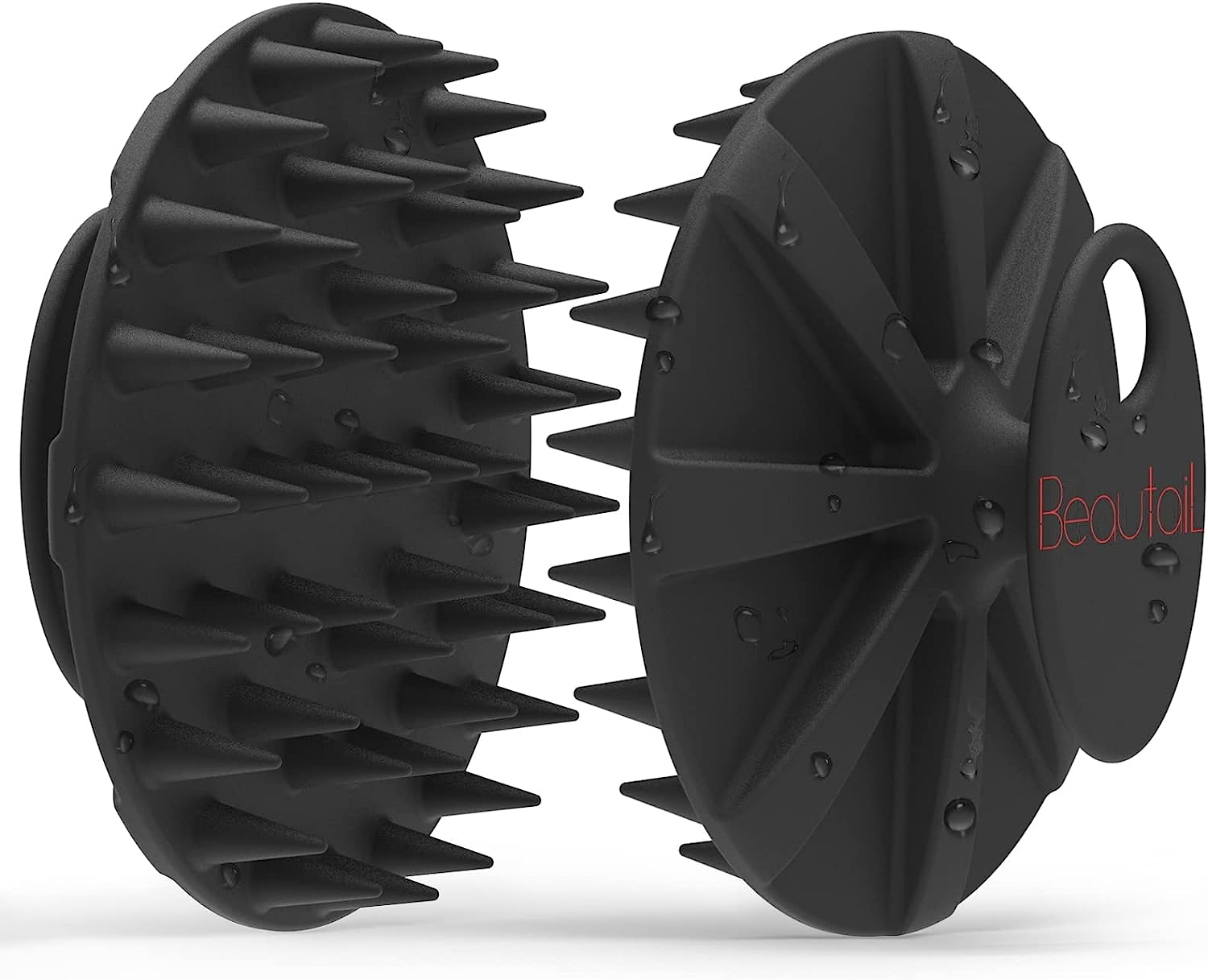 Silicone Body Scrubber 2 Pack, Shower Bath Wash Brush Gentle Exfoliating Scrub Cleansing Loofah for Women Men Baby Sensitive Skin, Easy to Clean, Lather Nicely, More Hygienic, Black+Cyan