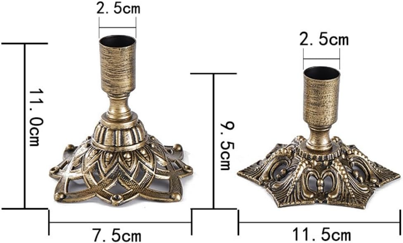 2PCS Brass Taper Candle Holders Candle Stick Holders Set Vintage Metal Pillar Candlestick Holders for Fireplace, Party, Dining, Home, Wedding Decor，Fits 7/8（2.2Cm） Inch Thick Candle&Led Candles ﻿ image number 5
