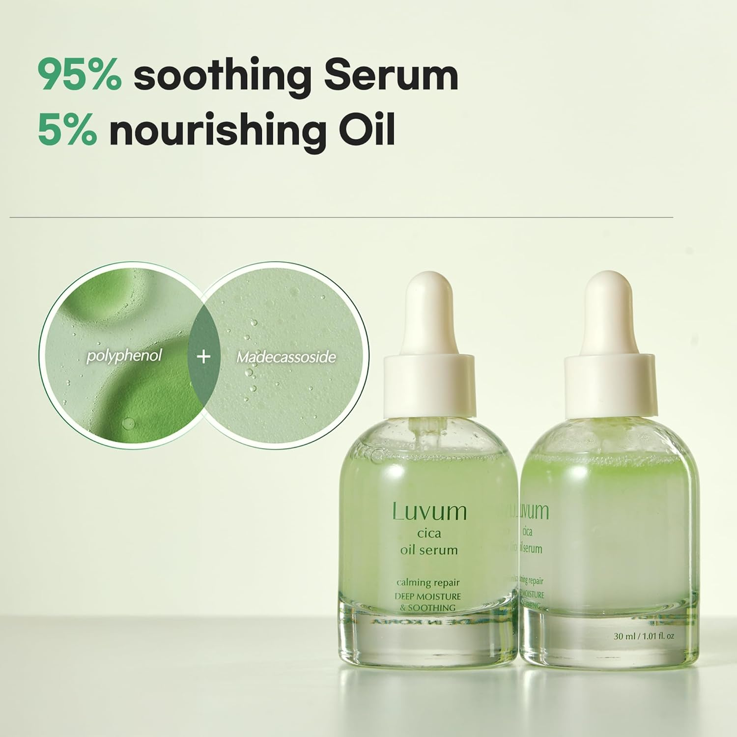 Luvum Calming Repair Cica Oil Serum, Centella Essence, 40% Moisture Oil, 1.01 Fl. Oz image number 1