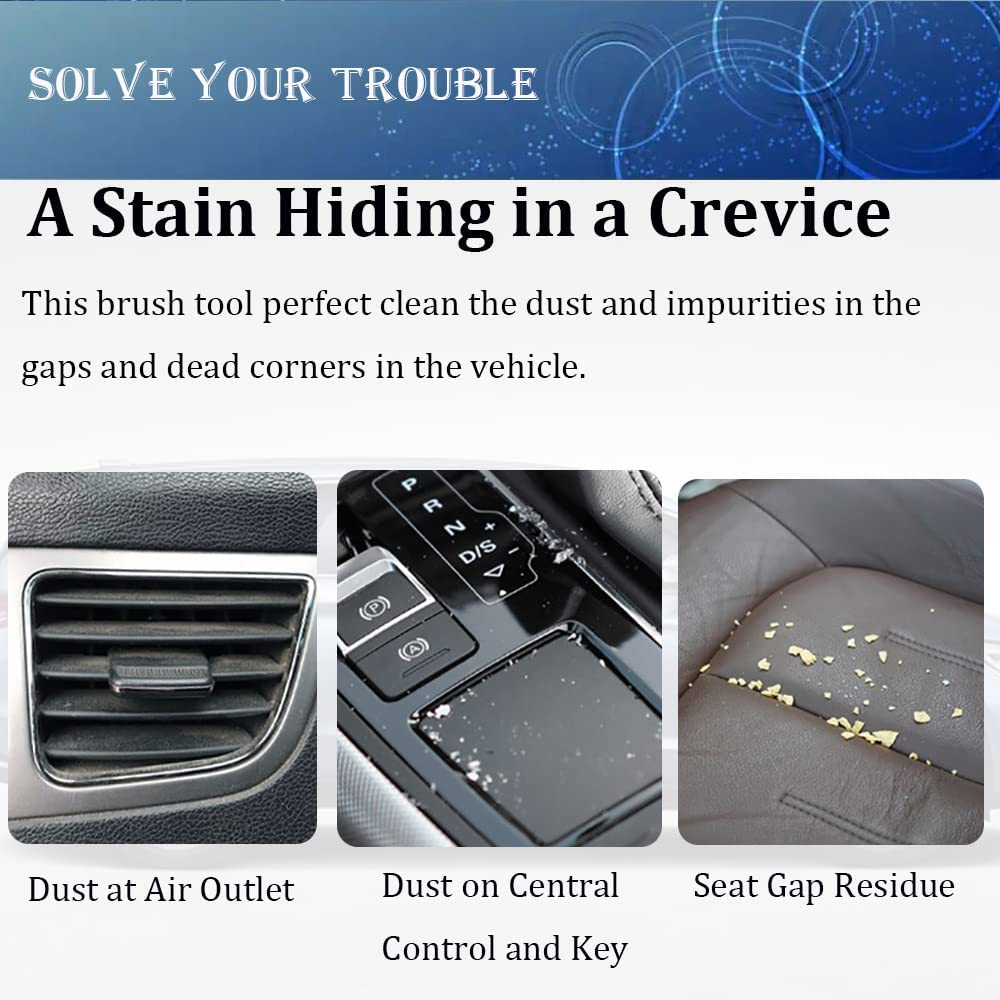 Double Head Brush for Car Cleaning, Detailing Interior and Exterior - Soft Bristles (Black, 1 Pack) image number 4