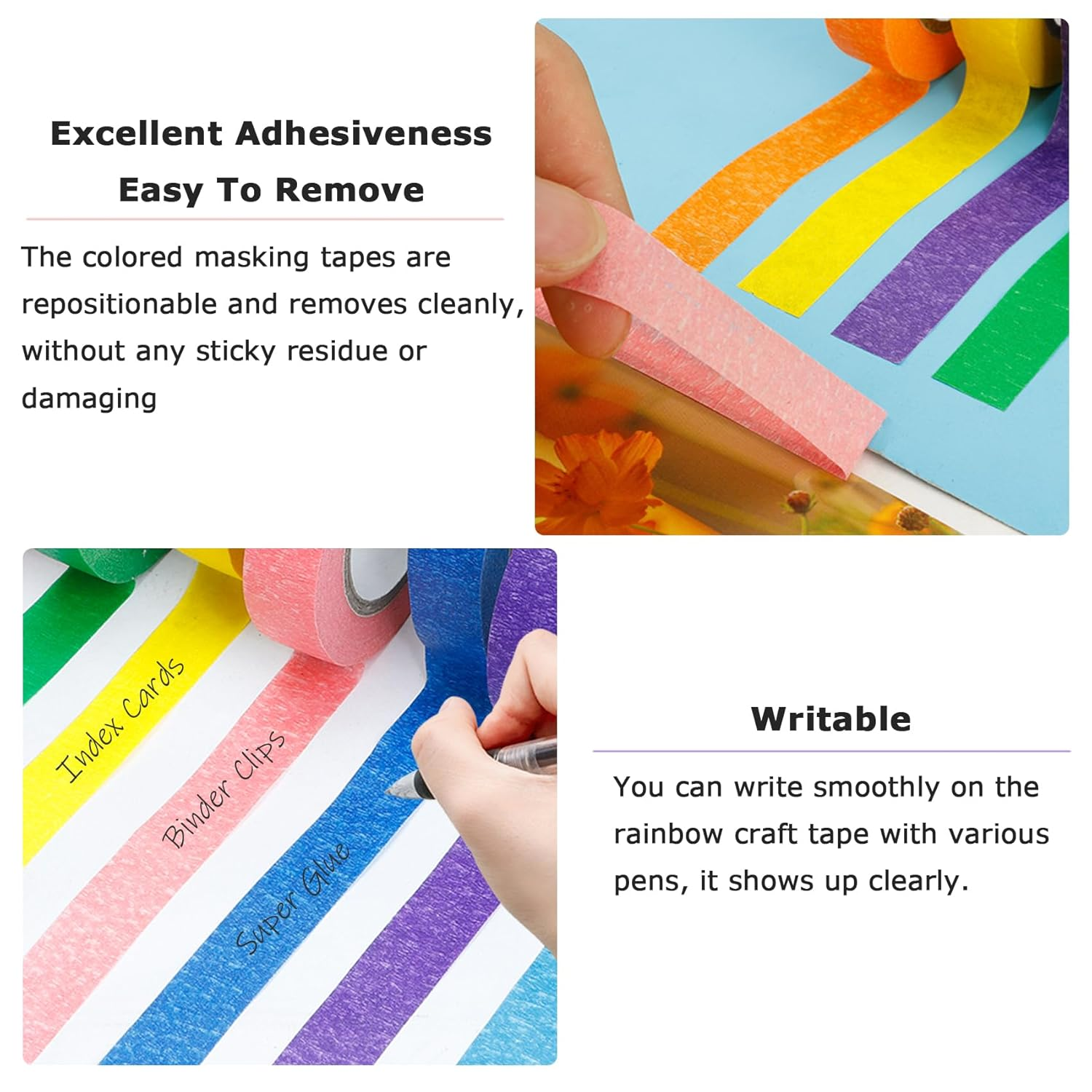 Colored Masking Tape Coloured Tape Artist Tape Crafting Supplies Classroom Must Haves Classroom Supplies 8Rolls 0.59 Inch Art Supplies Washi Tape Set Painter Tape image number 6