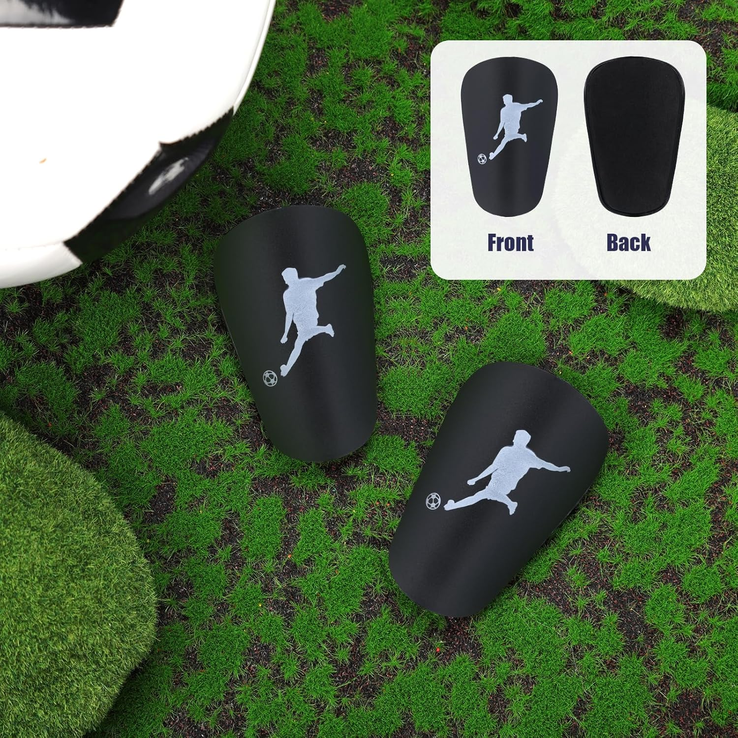 2Pcs Mini Soccer Shin Guards, Extra Small Shin Pads Tiny Shin Guards Miniature Protective Equipment for Adults Kids Youth Men Women Football Players Boys Girls (3.1X1.9In) image number 5