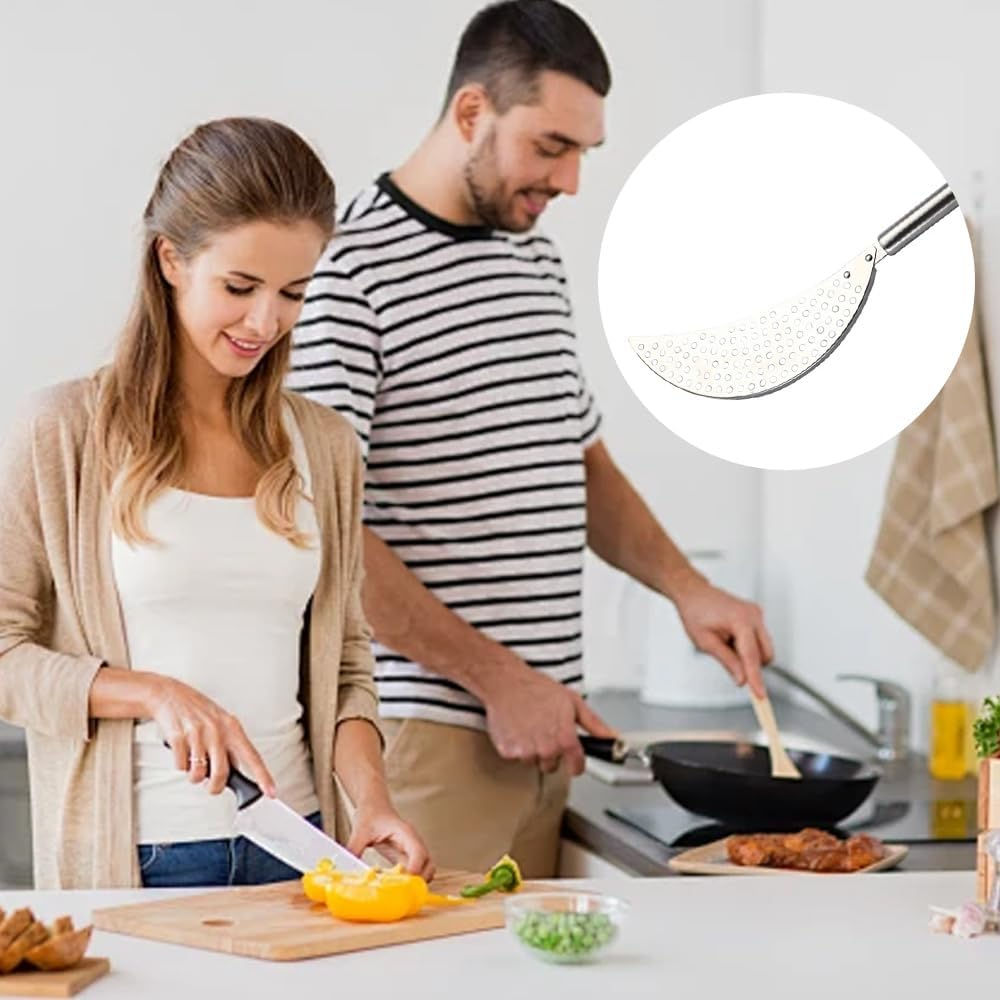 1PCS Stainless Steel Held Pot Strainer, Pasta Strainer with Handle, Insert Pan Drainers for Spaghetti Fry Noodles Fruit Vegetable Kitchen Pots Pans,Crescent Pot Strainer Stainless Insert Drainer image number 6