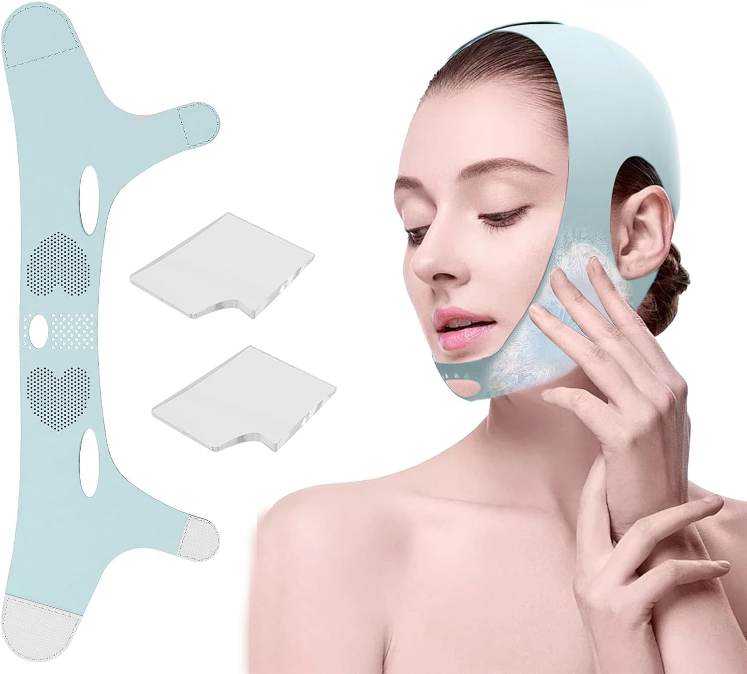 Wisdom Teeth Ice Pack,Face Ice Pack Wrap with 2 Gel Packs,Reusable Hot & Cold Gel Packs,Pain Relief,Wisdom Teeth,Jaw,Head,Adjustable Stretch Wrap Relief for Injuries (Pink)