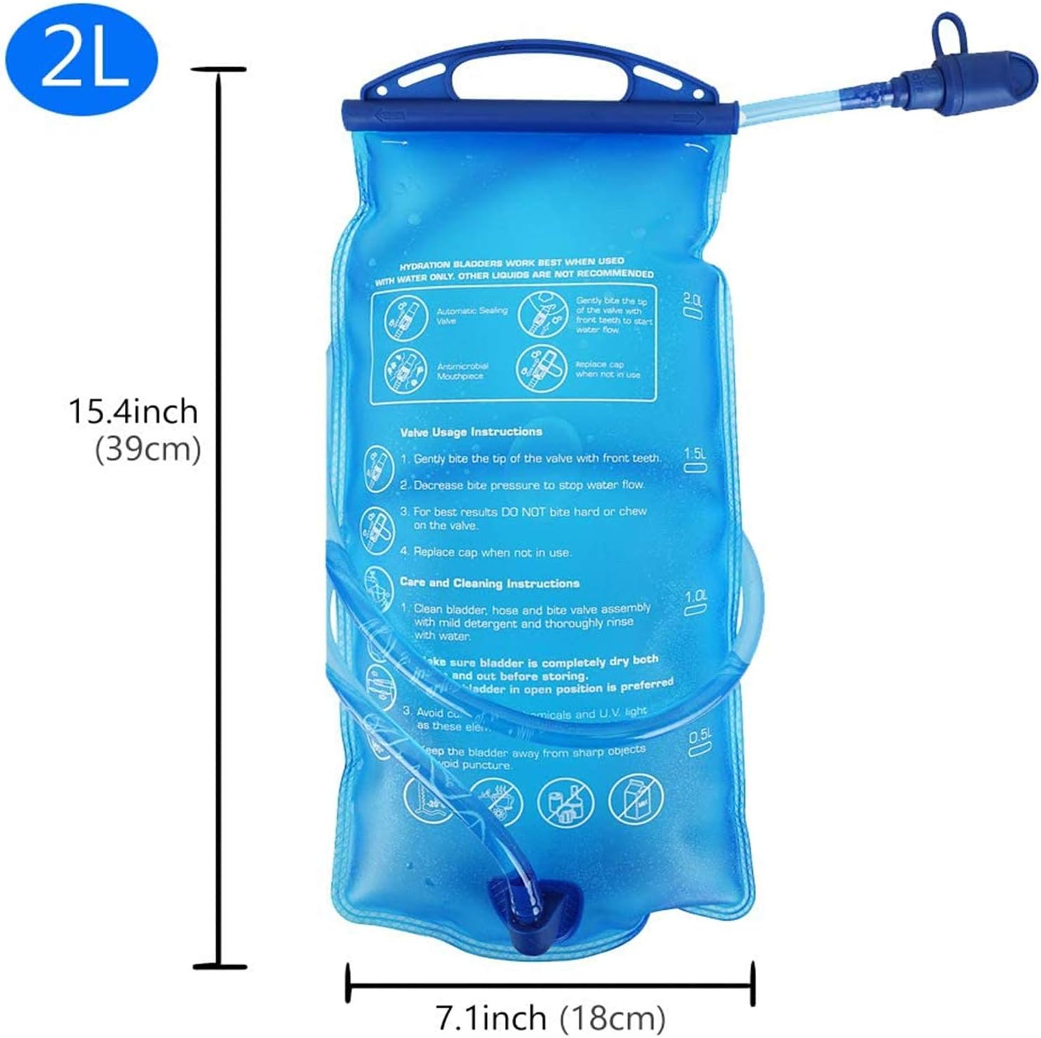 Hydration Bladder 2L Water Bladder BPA Free, 7Inch Large Opening Water Reservoir, Leak Proof Military Water Storage Bladder Bag for Cycling Hiking Camping Biking Running&hellip;