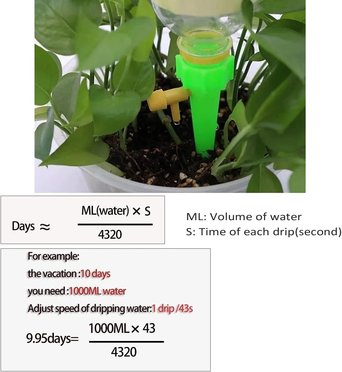 12 Packs Self Watering Spikes, Adjustable Plant Watering Spikes with Slow Release Control Valve Switch for Garden Plants Indoor & Outdoor image number 4