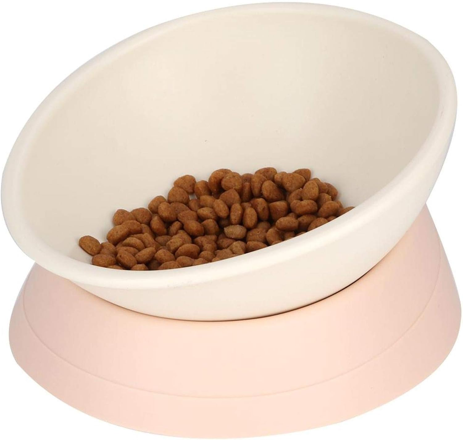EVTSCAN Pets Dog Cat Bowl, Raised Cat Food Water Bowl, Detachable Elevated Stand Pet Feeder Bowl, No-Spill, 0-30&deg;Adjustable Tilted Pet Bowl(白色) image number 4