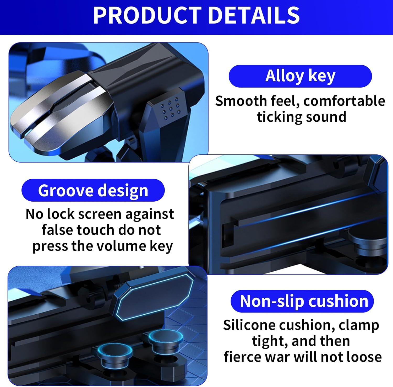 1 Paar Mobile Gaming Trigger F&uuml;r PUBG & Call of Duty, 4 Buttons L1R1 L2R2 Ausl&ouml;ser Joystick Gaming Gadgets, Mobile Controller Handy Kompatibel Mit Smartphone Android Ios image number 2