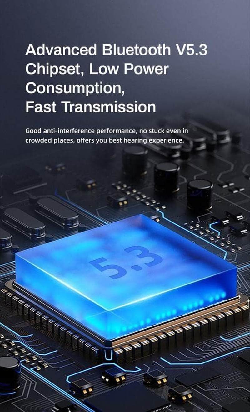 Wireless Earbuds Bluetooth 5.3 Deep Bass True Wireless Headphone 30H Playback LED Power Display In-Ear Earphones Noise Reduction with Charging Case Headset IP7 Waterproof for Sports image number 4