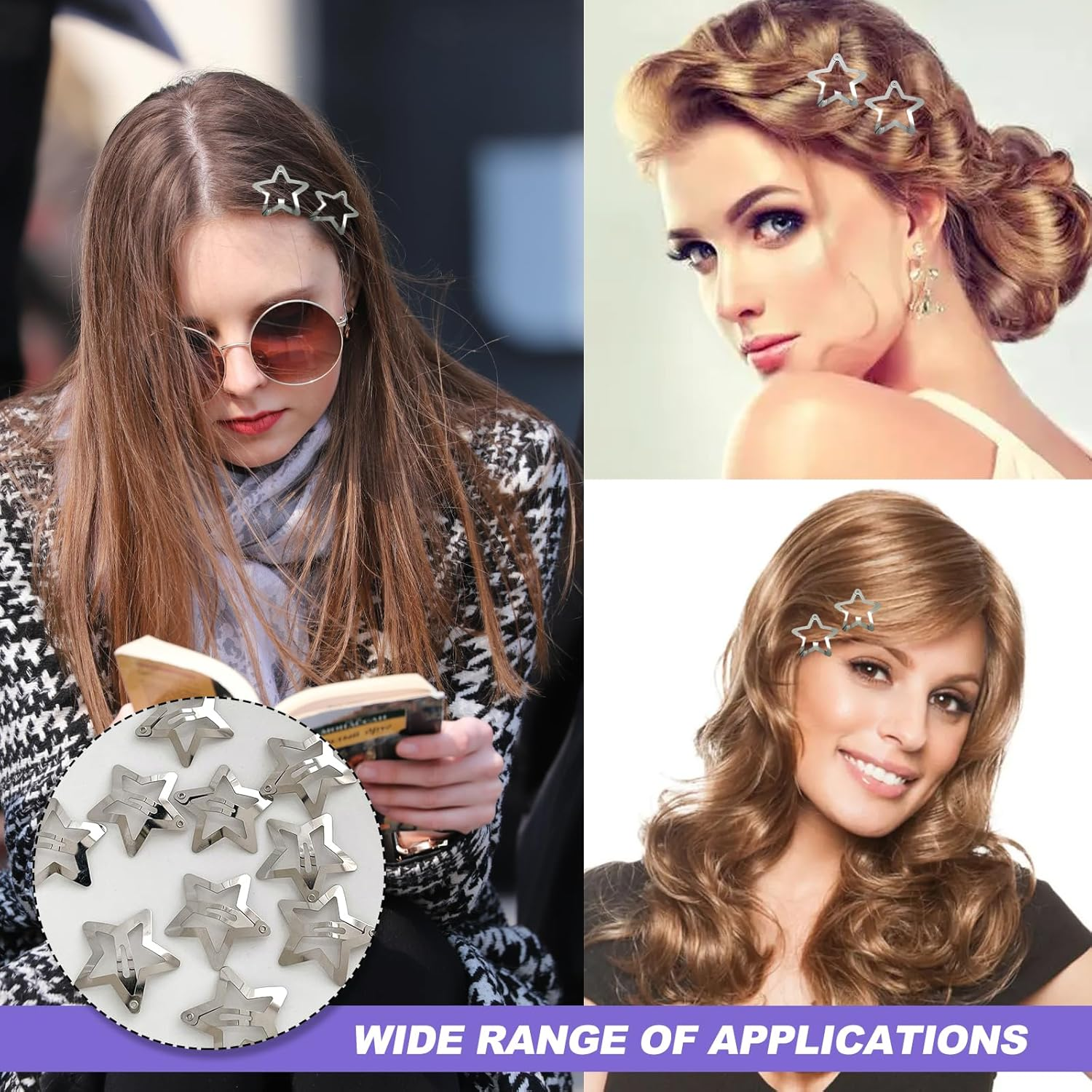 Star Hair Clips Silver, 50 Pcs Metal Star Snap Hair Clips Cute Stars Hairclips Small Barrettes Accessories Clip for Women Girls image number 6