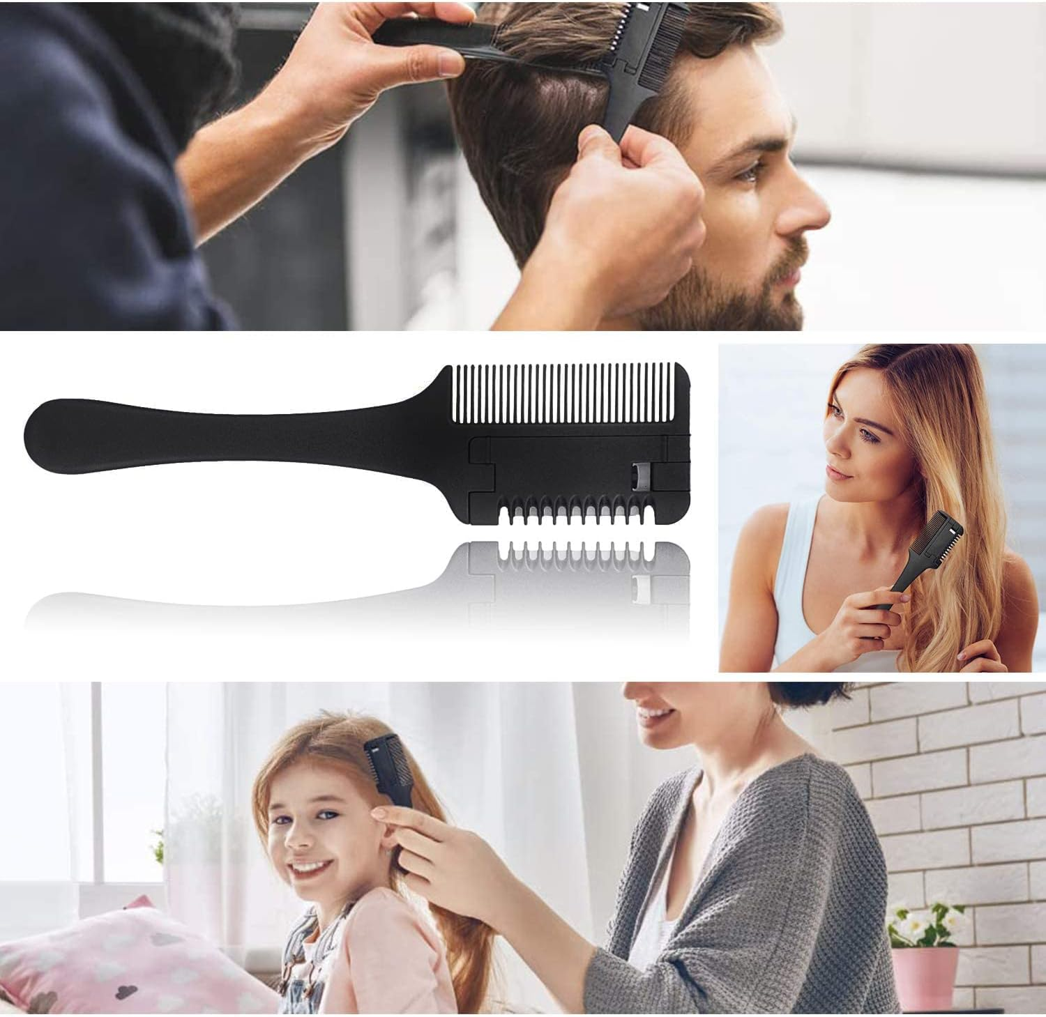 Etercycle Hair Cutter Comb, Hair Thinner Razor Comb with Extra 10 Pcs Replacement Razors, Hair Thinning Comb Slim Hair Cutting Trimming Comb Tool for Men Women Kids Thin & Thick Hair image number 2