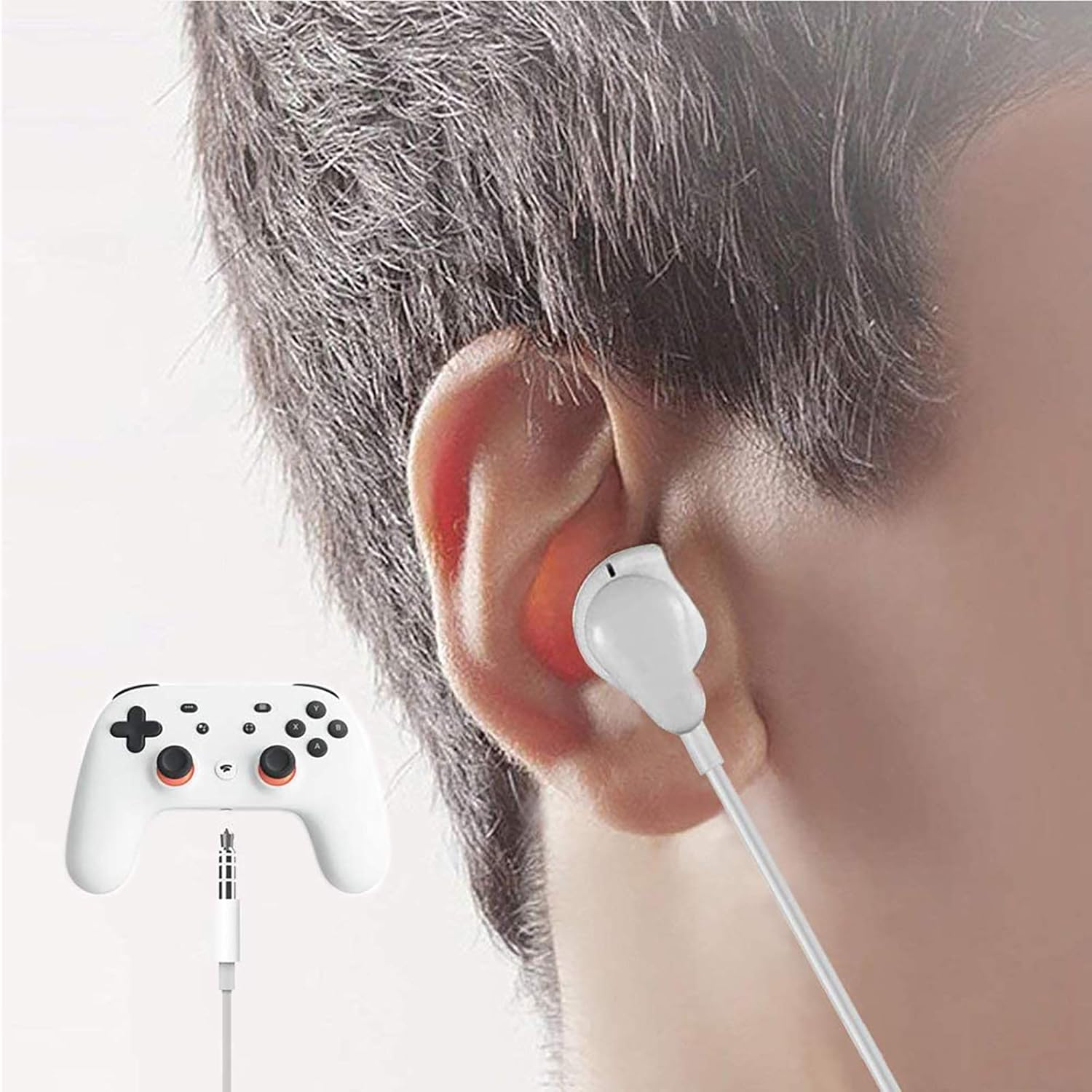 Geekria 3.5Mm Earbuds with Microphone, Compatible with PS4, Google Stadia, Luna, Xbox One, Laptop, PC, Smartphone, Gaming Headset with Microphone and Volume Control, Stereo Headset. (White) image number 3