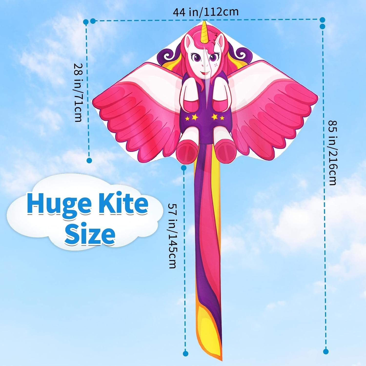 Kites, Kite Unicorn for Kids Outdoor Beach Park Lawn Games - Easy to Fly & Assembly & Carry image number 5