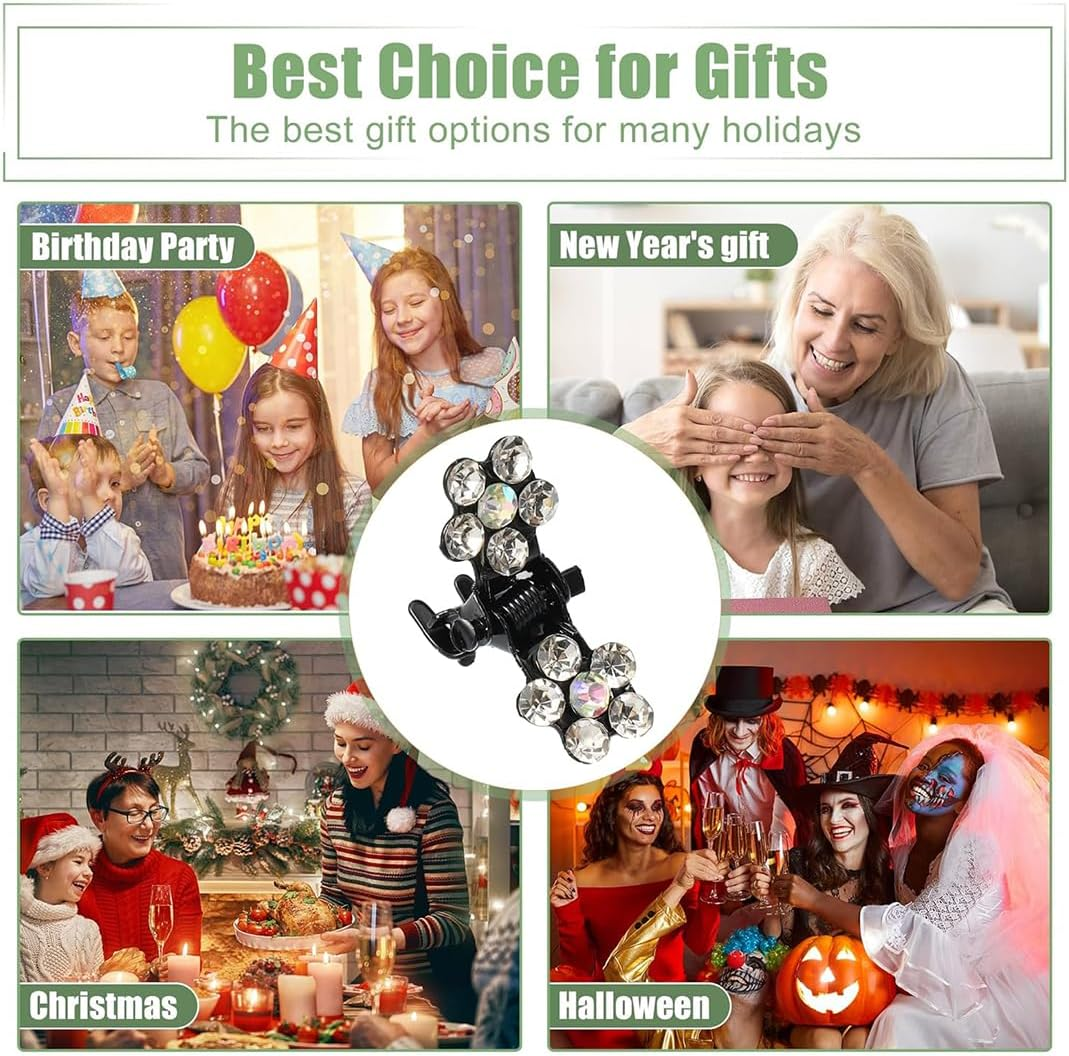 AFCJLTO Rhinestone Hair Clips Flower Clips Set of 24 Mini Claw Clips for Everyday & Festive Occasions Such as Wedding, Party & Beach Holiday - Suitable for Girls Thick Hair image number 5
