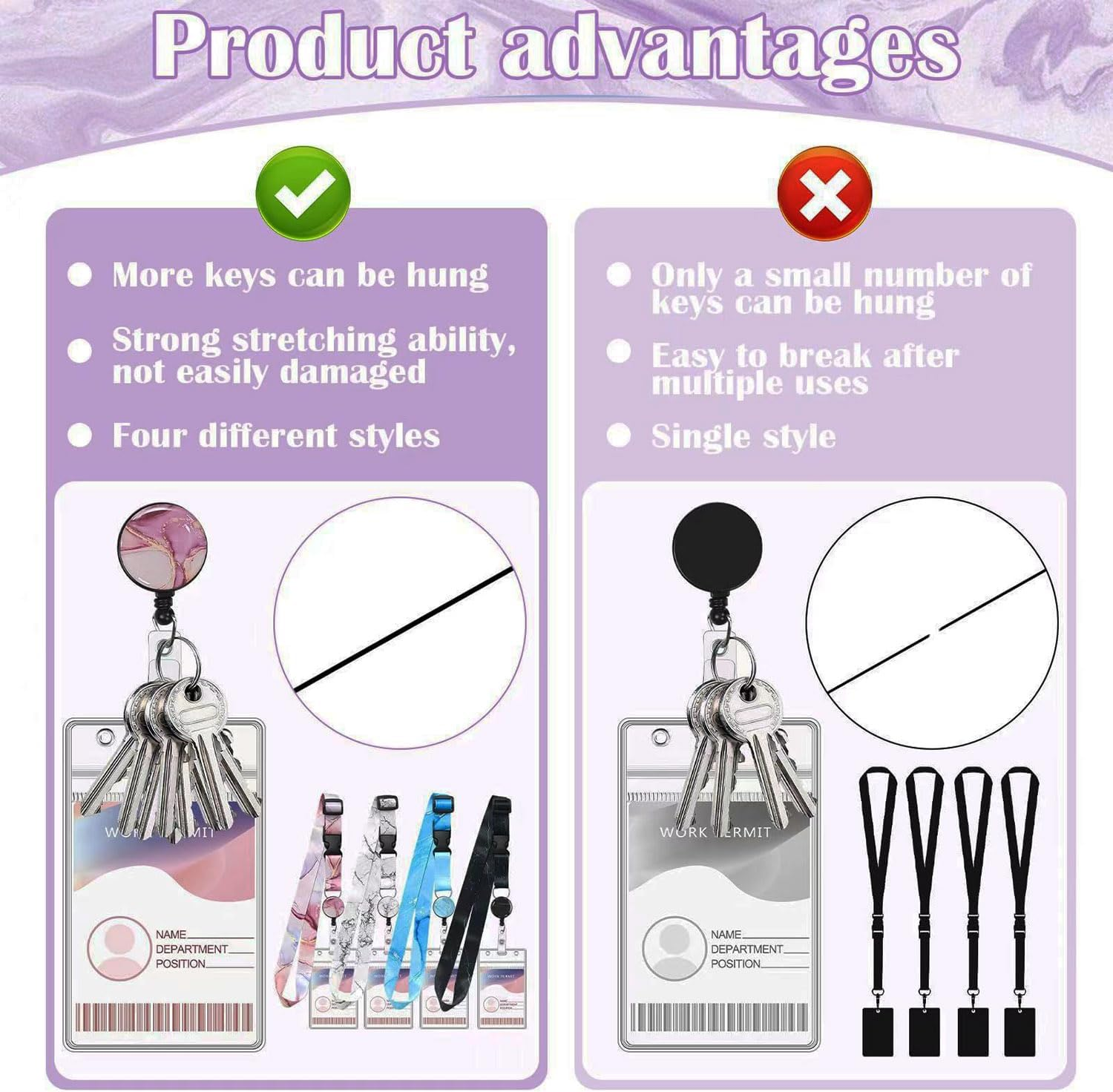 4 Pack Cruise Lanyards, Retractable Cruise Lanyard with Waterproof ID Badge Reel Holder with Removable Clasp for Cruise Key Cards