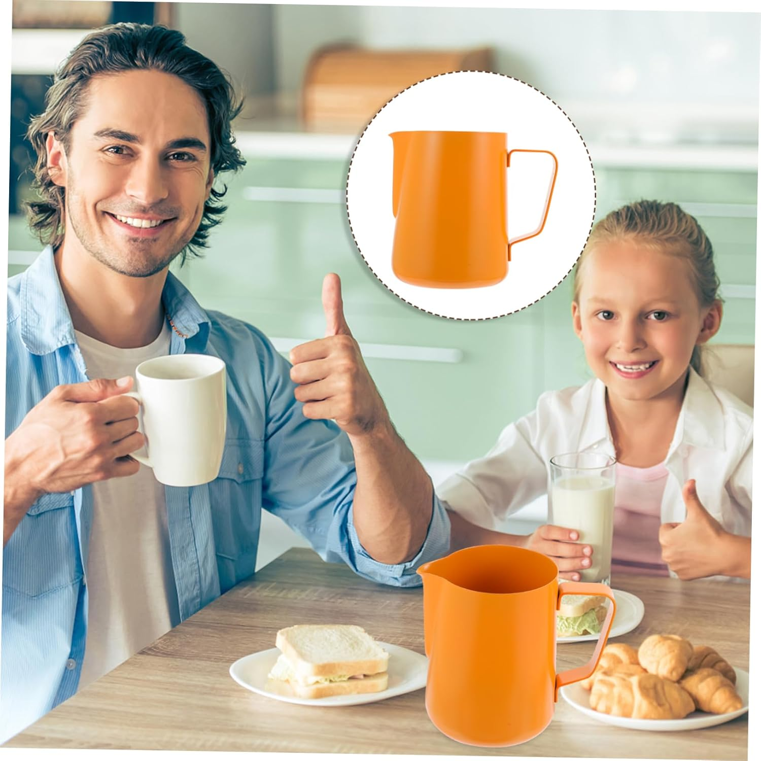 Ciieeo Milk Frothing Pitcher Stainless Steel Latte Art Pot for Coffee Milk Tea Shop - Black image number 3