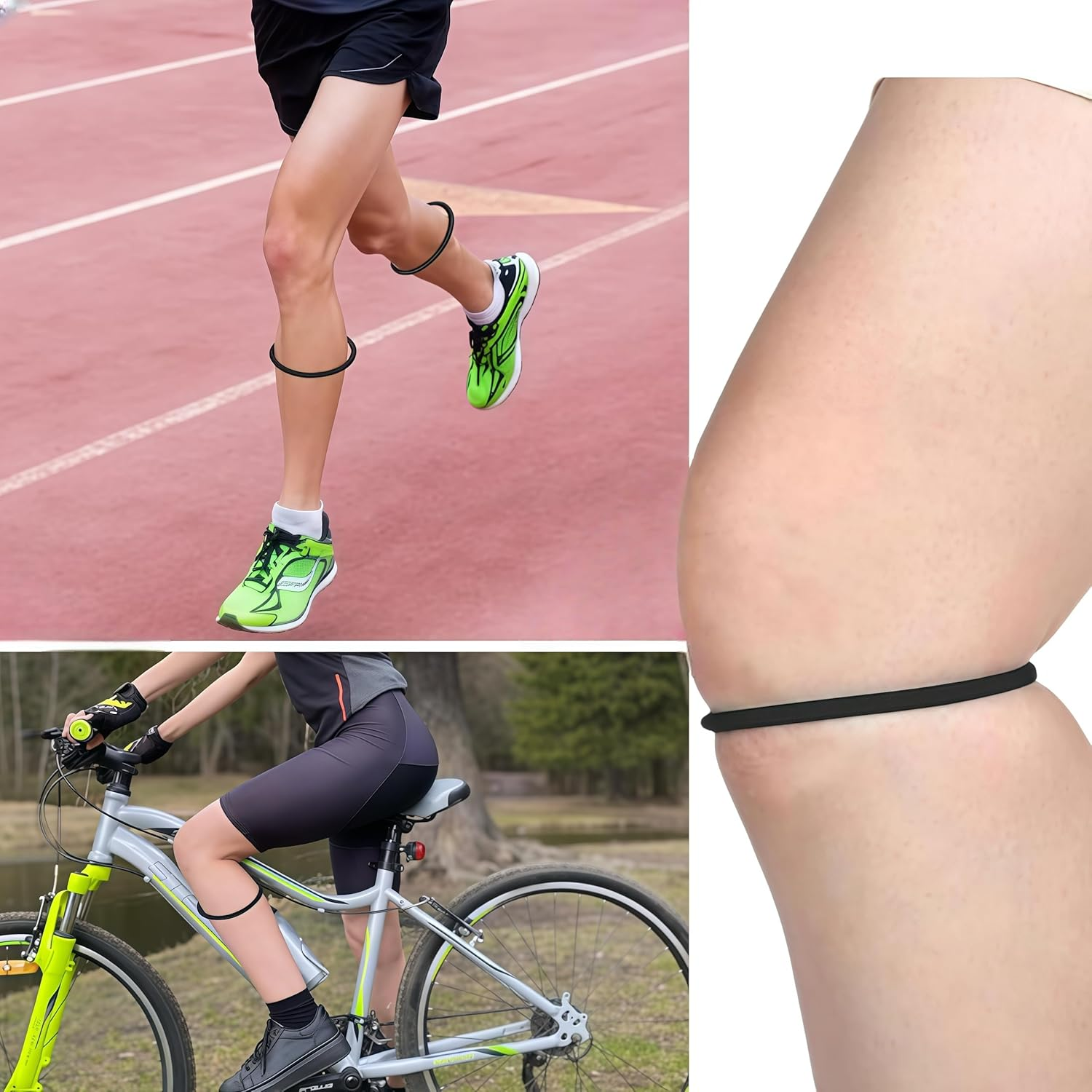 Patella Band,4 Pcs Silicone Patellar Tendon Support Straps,Knee Band Flexible Brace Fixed Stabilizer Rings,For Running Basketball Sports Men Women image number 3