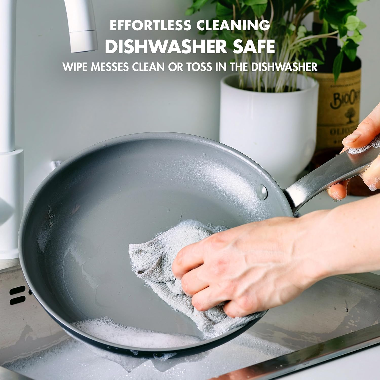 Greenpan Chatham Healthy Ceramic Nonstick 10Pc Cookware Pots and Pans Set, Grey image number 6