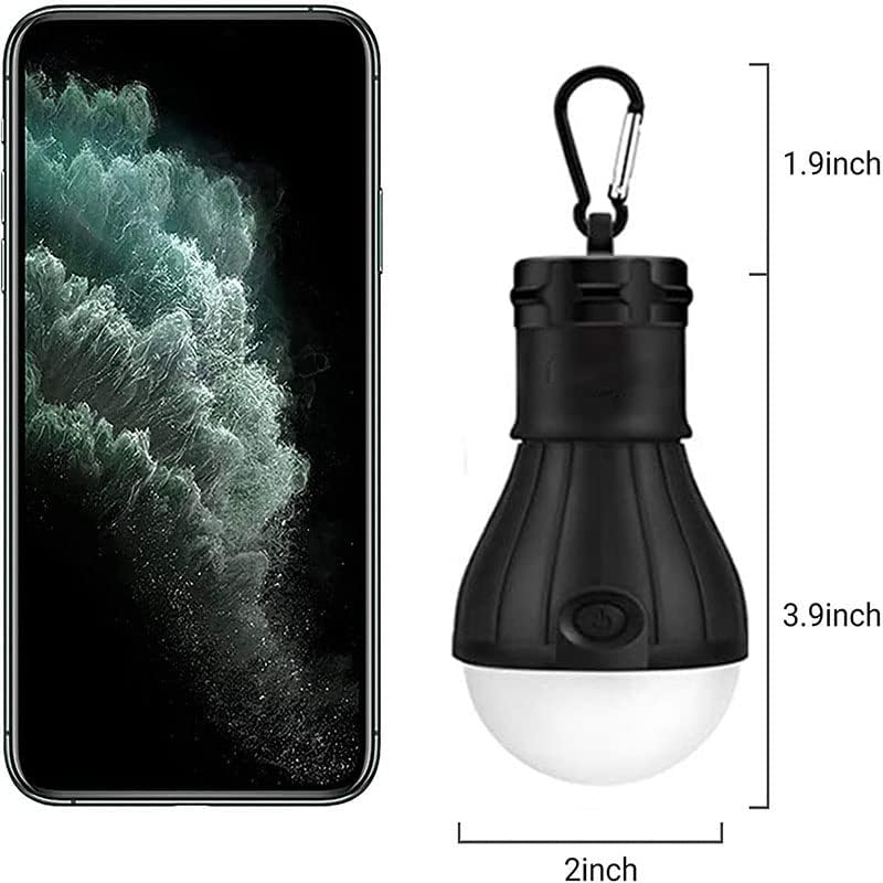 LED Tent Light 4-Pack Clip Hook Hurricane Emergency Lights LED Camping Light Bulb Camping Tent Lamp Portable Lantern Bulb Camping Equipment for Camping, Hiking (Black) image number 4