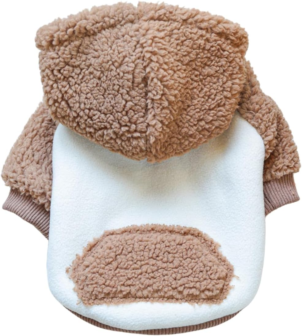 Fuzzy Dog Clothes for Small Doggie Hoodie Thermal Coat Doggie Clothes for Puppy Boy Girl Dog Jacket Sweater Outfit (Coffee, M) image number 3