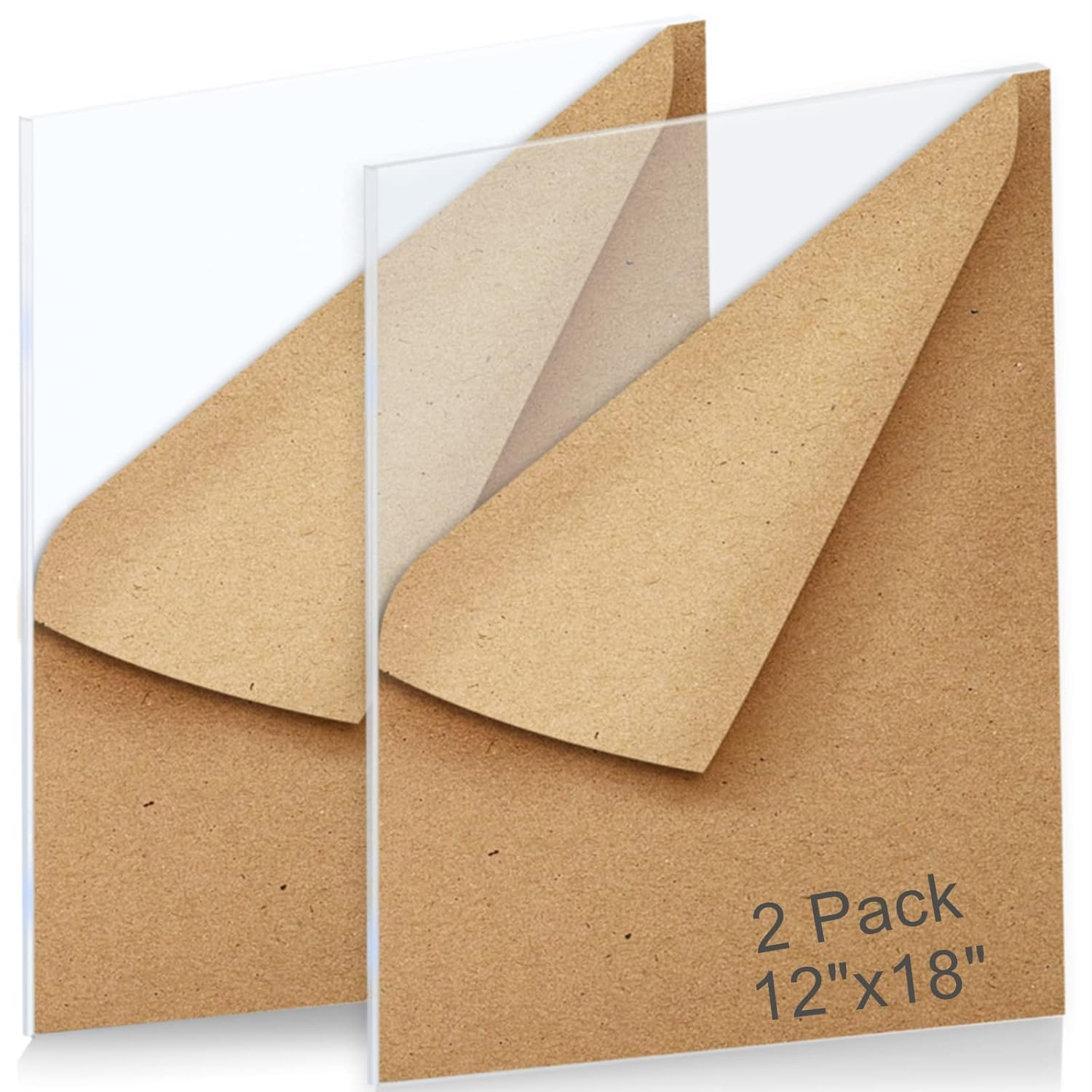 2Pack Clear Acrylic Sheet Cast Plexiglass 12 X 18", 1/8" Thick (3Mm) Transparent Plastic Sheet, Easy to Cut for DIY Display Projects, Advertisement Signs, Shelves image number 2