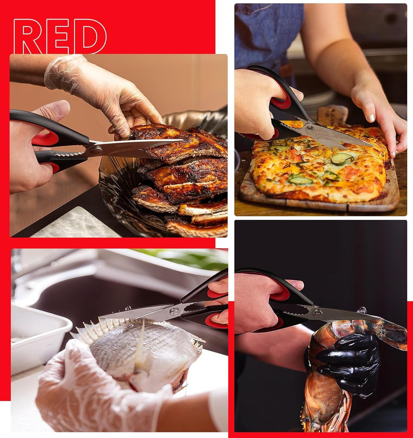 Mumoo Bear 2 Pack Heavy Duty Kitchen Scissors Kitchen Shears with Serrated Blade, Ergonomic Handle - for Poultry, Herbs, Vegetables image number 1