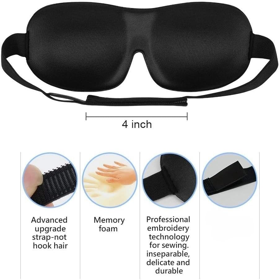 2Pcs Eye Mask for Sleeping, 3D Weighted Sleep Mask, Washable Eyemask, Blackout Sleeping Masks, Travel Accessories image number 3