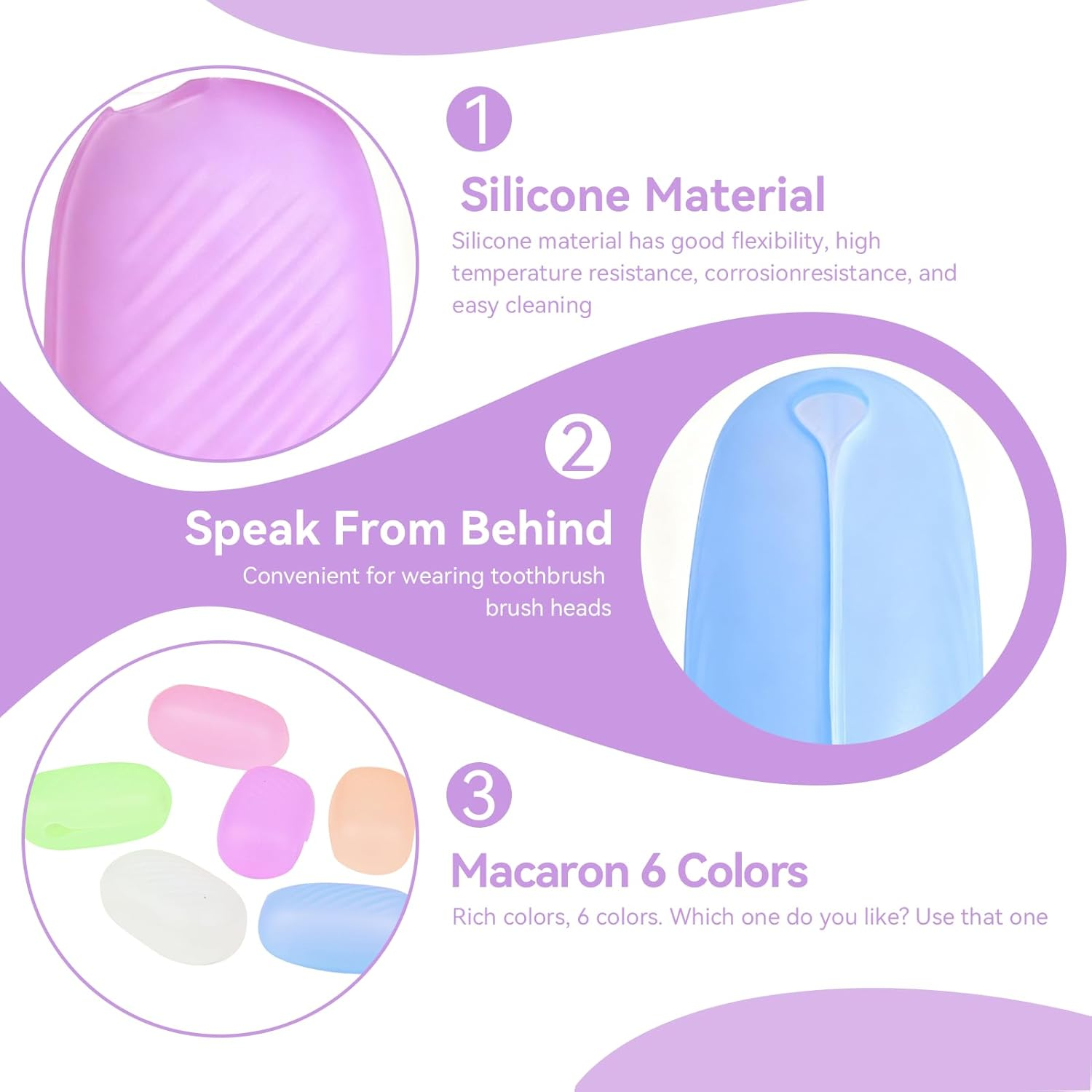 Silicone Toothbrush Covers 6 Pack,Compatible with Oral B Electric Toothbrush Heads & Manual, Breathable for Travel Camping image number 5