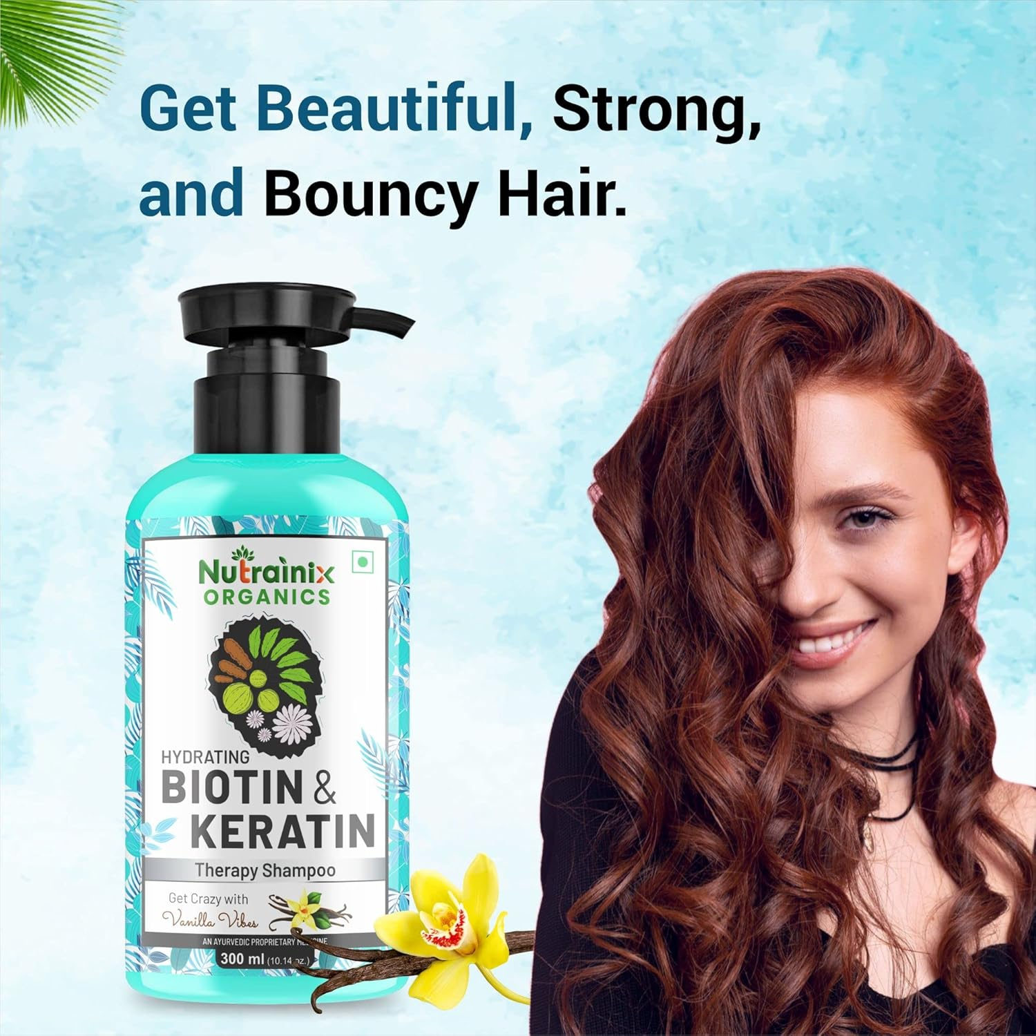 Nutrainix Organics Hydrating Biotin & Keratin Therapy Shampoo | Hair Growth Shampoo Reduce Hair Fall | Keratin Shampoo for Dry and Frizzy Hair | Hair Shampoo for Men and Women - 300 Ml image number 6