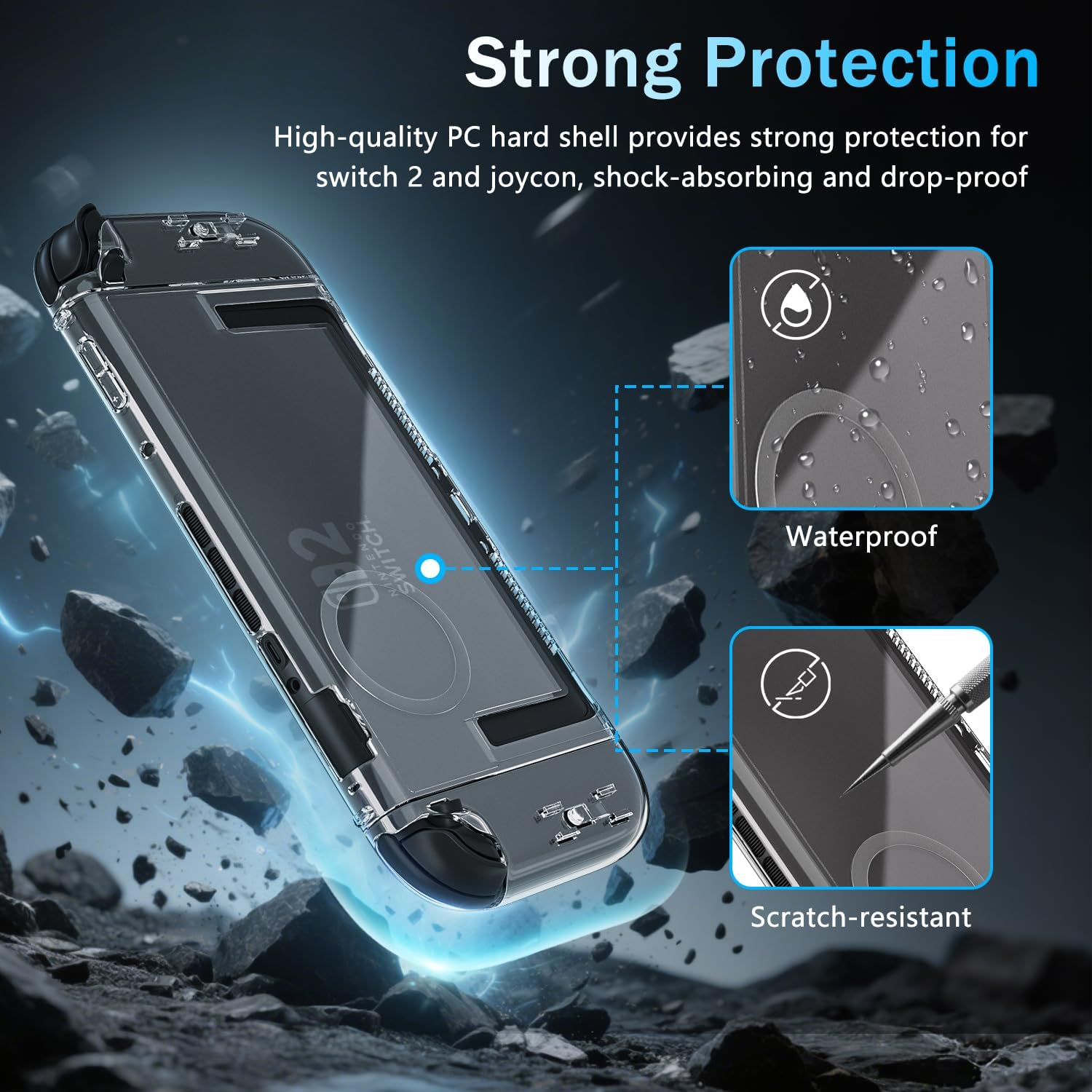 ALAFLY Clear Case with Ergonomic Joycon 2 Grip(3 Pairs) for Nintendo Switch 2, Durable&Strong PC Protective Cover, Comfort Replaceable Grips [To Fit All Hands Sizes] for Joy-Con Controller image number 1