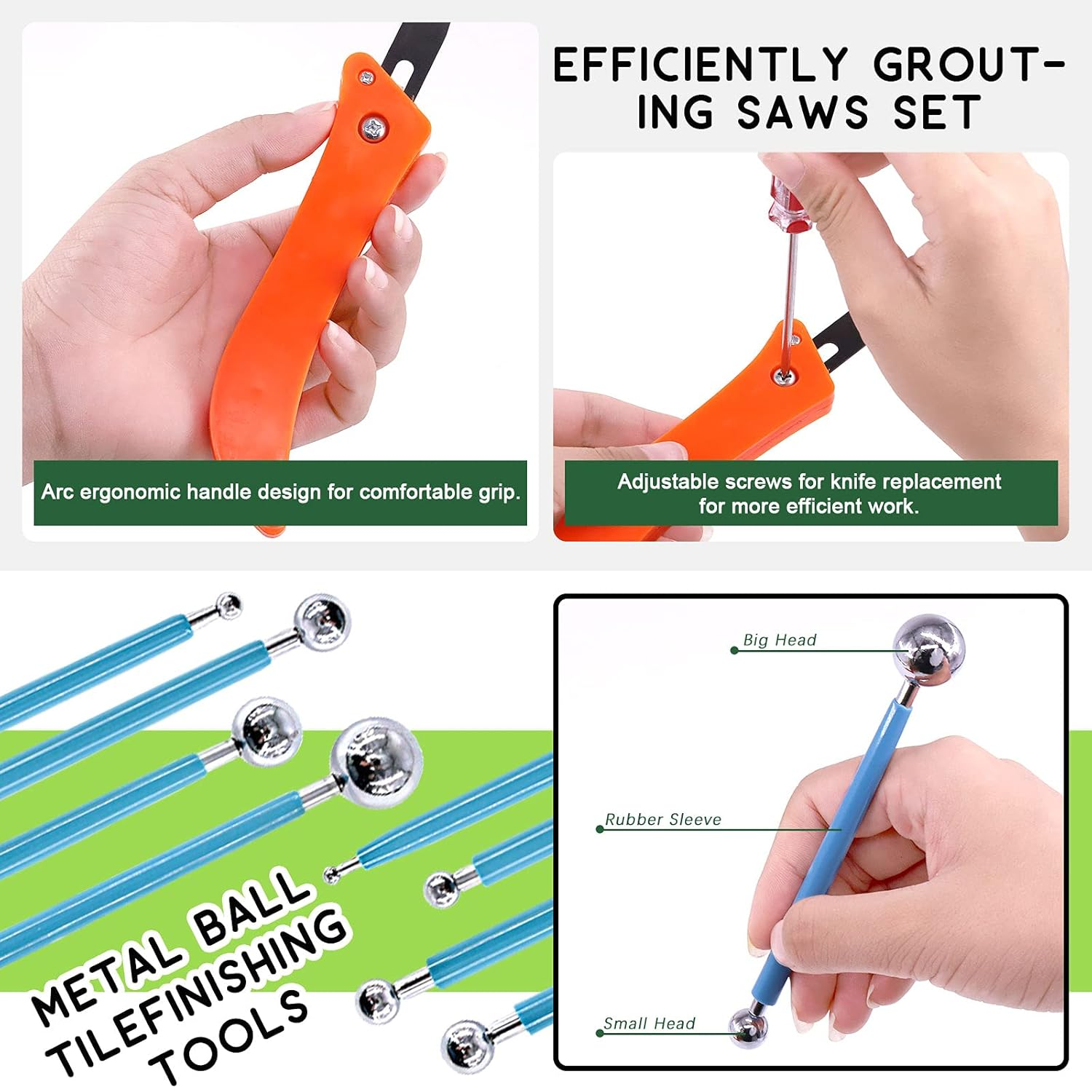 Keadic Grout Removal Tool Set - 22 Pcs with Grout Saw, Hand Saw, Cleaning Brush, Caulking Edge Tool image number 3