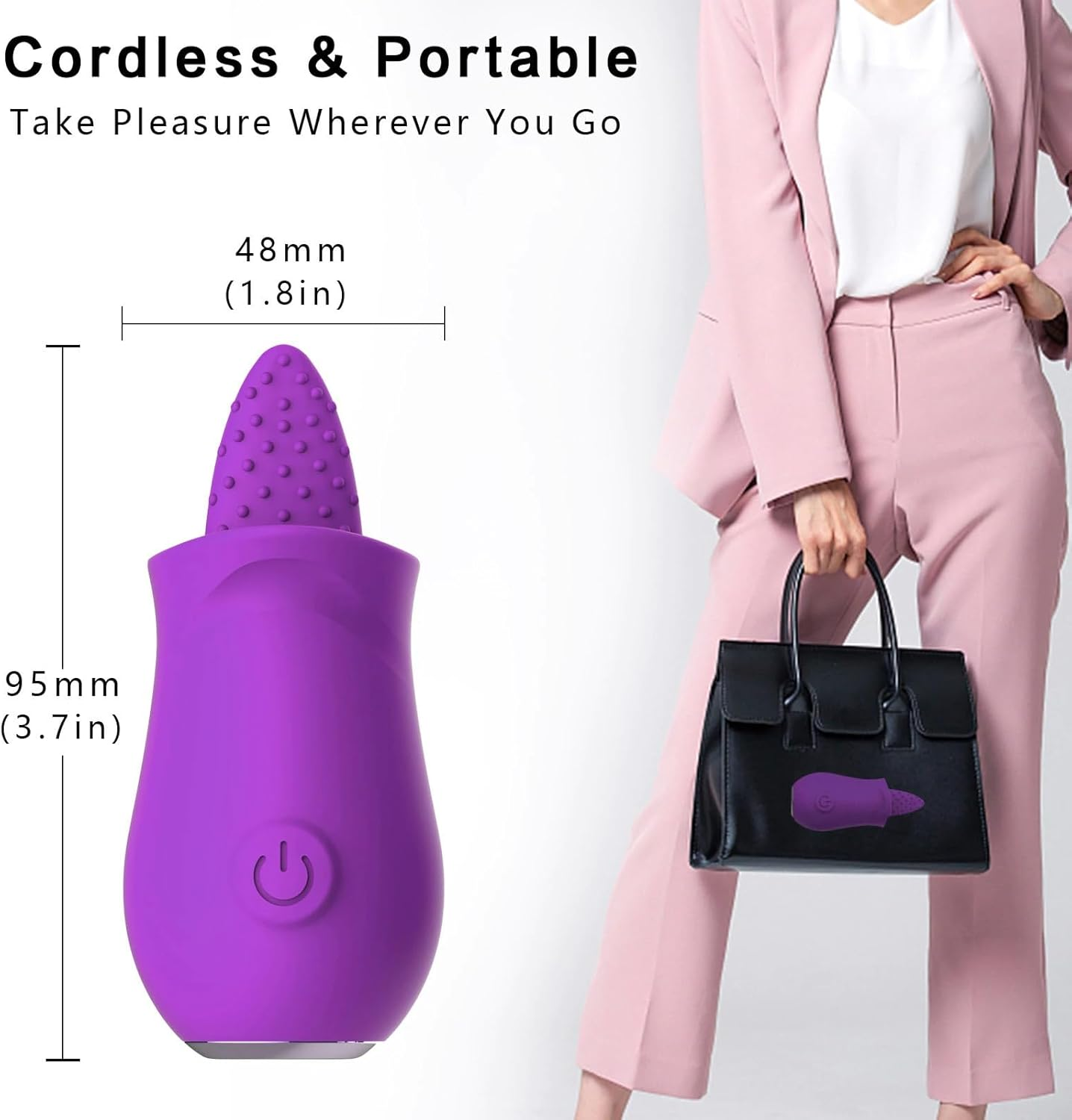 Licking Vibrator - Crazy Tongue Vibrator with 10 Tongue Licking Modes G-Spot Vibrator Clit Nipples Penis Anal Stimulator Licking Device for Male and Female Adult Sex Toy (Purple) image number 2