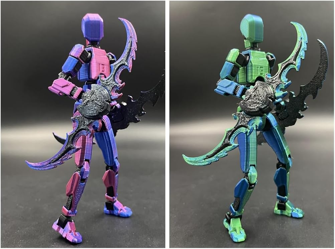 T13 Action Figure Set (Assembly Completed), 3D Printed Multi-Jointed Movable Titan 13 Lucky Dummy 13 Mobile Robot, Nova 13 Action Figures Desktop Decorations for Game Lovers Toy (Purple Blue image number 6